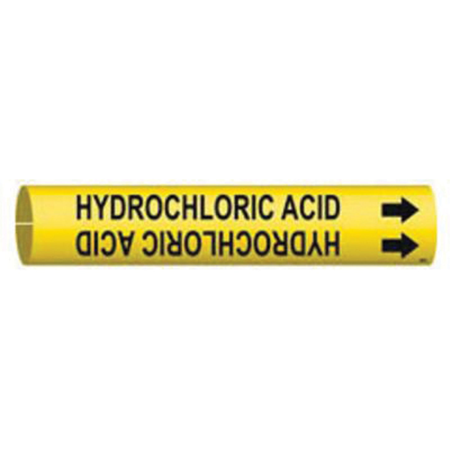 Brady "Hydrochloric Acid" Pipe Marker, Snap-On, 13/16" H x 13/16" W, Black on Yellow