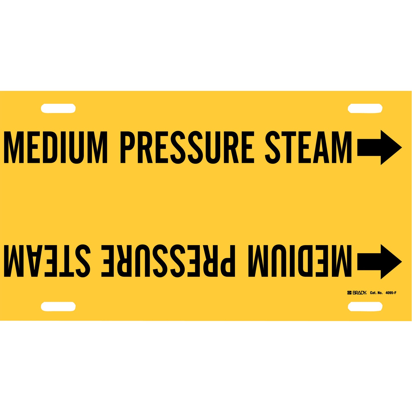 Brady "Medium Pressure Steam" Pipe Marker, Strap-On, 8" H x 16" W, Black on Yellow
