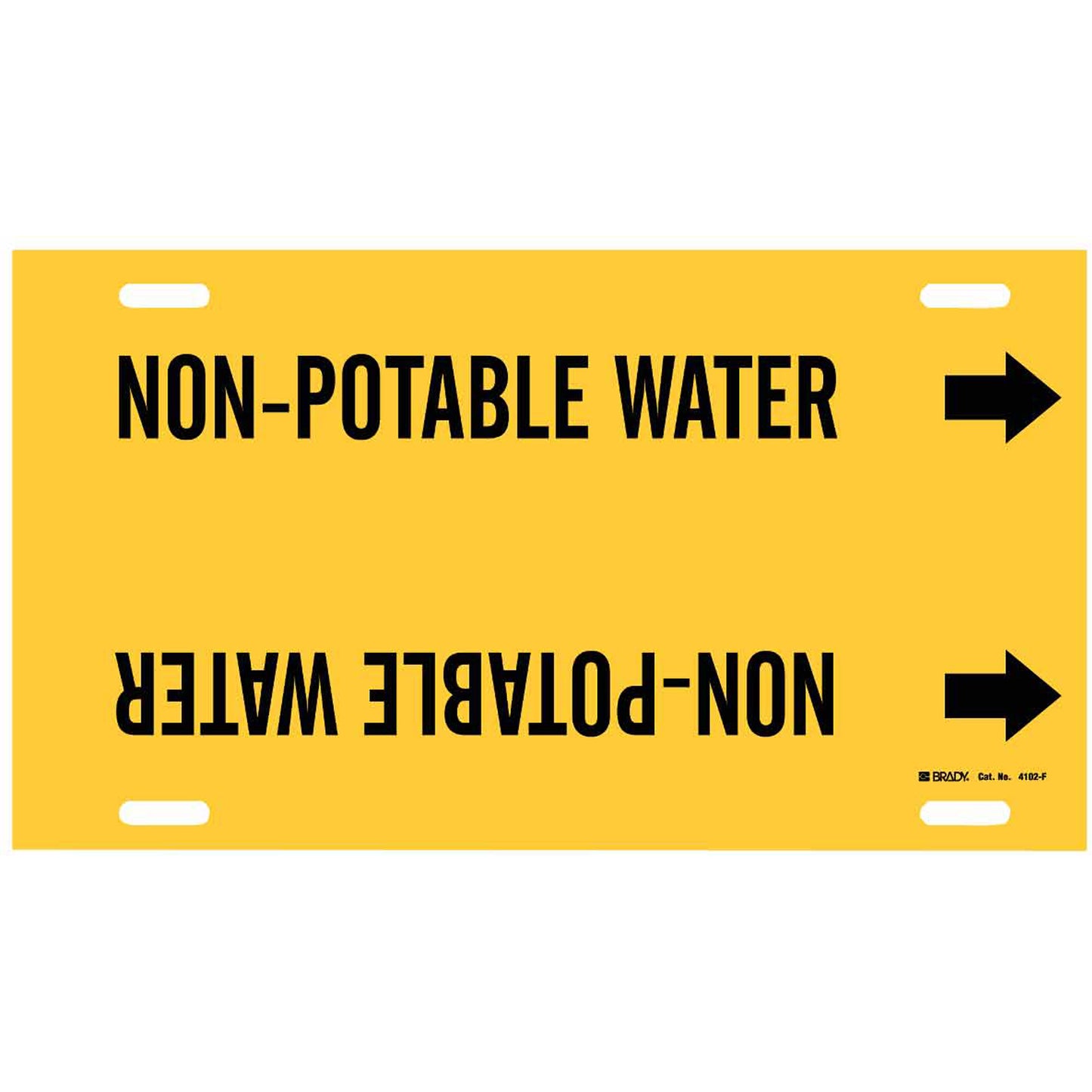 Brady "Non-Potable Water" Pipe Marker, Strap-On, 8" H x 16" W, Black on Yellow