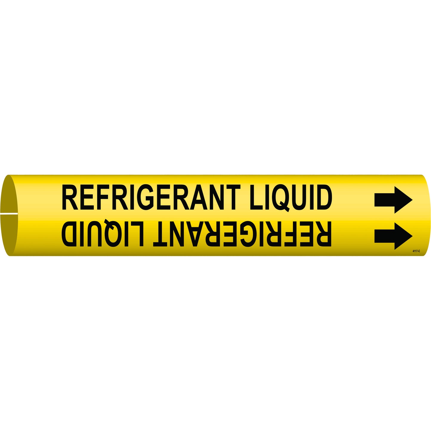Brady "Refrigerant Liquid" Pipe Marker, Snap-On, 2" H x 2" W, Black on Yellow