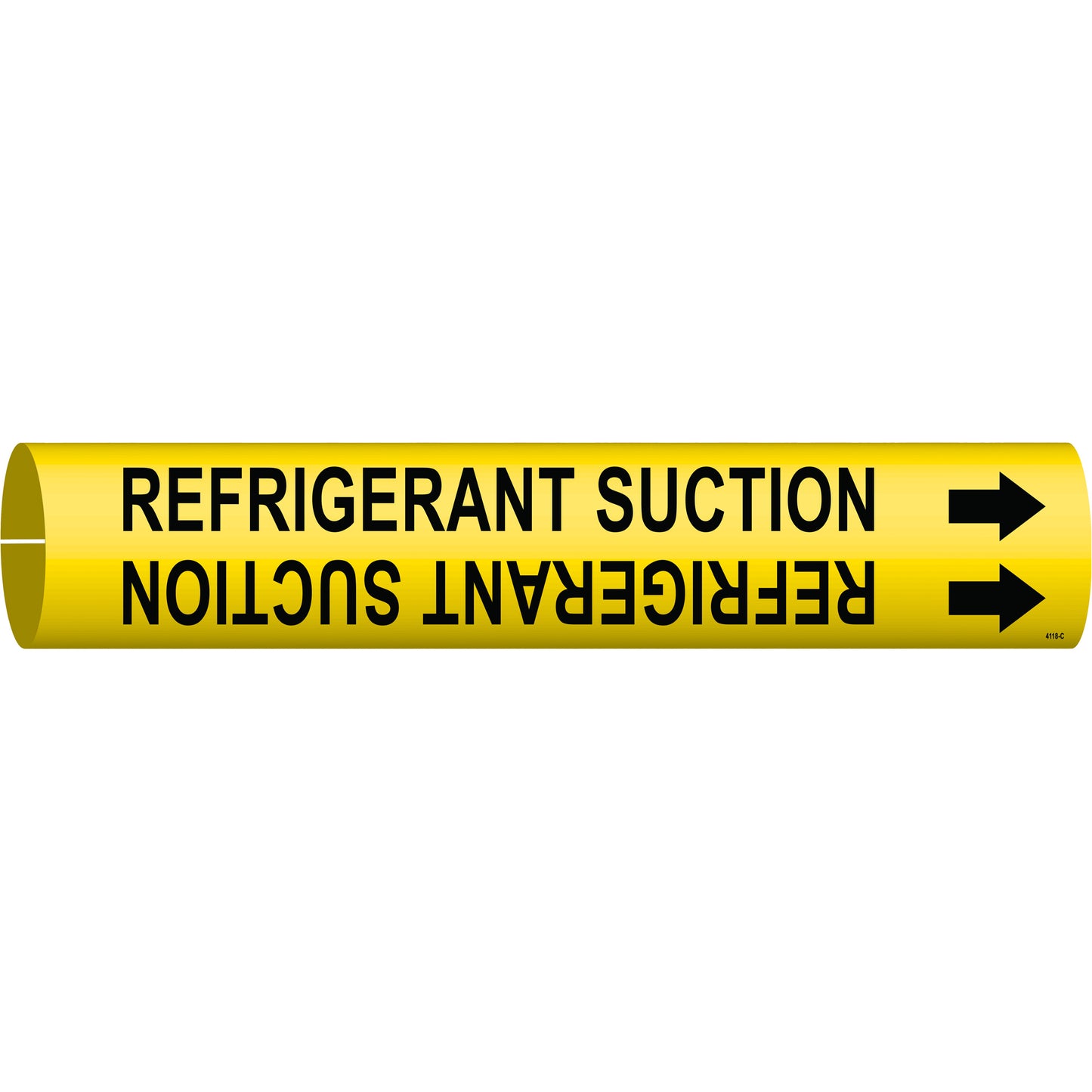 Brady "Refrigerant Suction" Pipe Marker, Snap-On, 2" H x 2" W, Black on Yellow