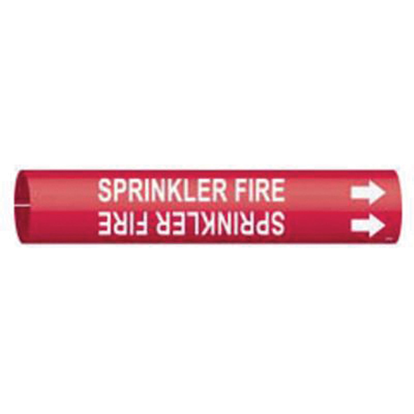 Brady "Sprinkler Fire" Pipe Marker, Snap-On, 7/8" H x 7/8" W, White on Red