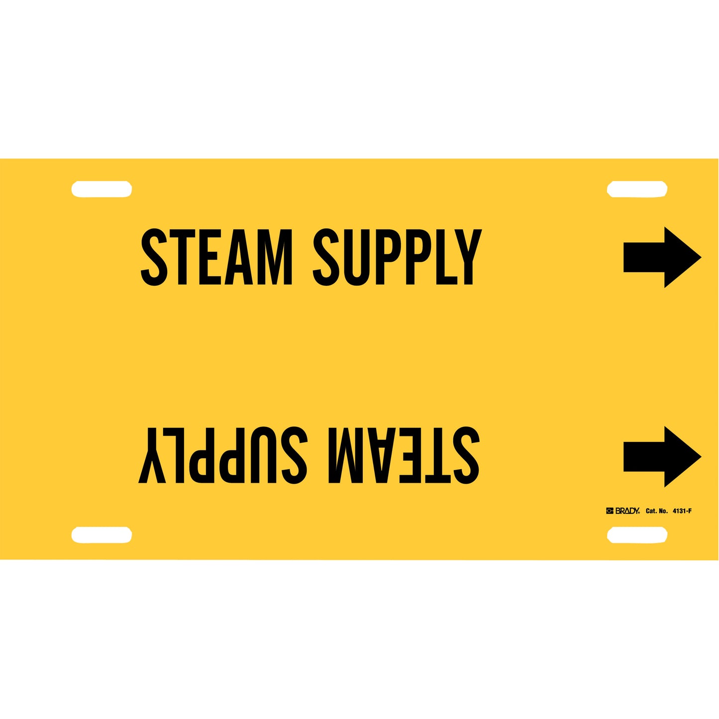 Brady "Steam Supply" Pipe Marker, Strap-On, 8" H x 16" W, Black on Yellow