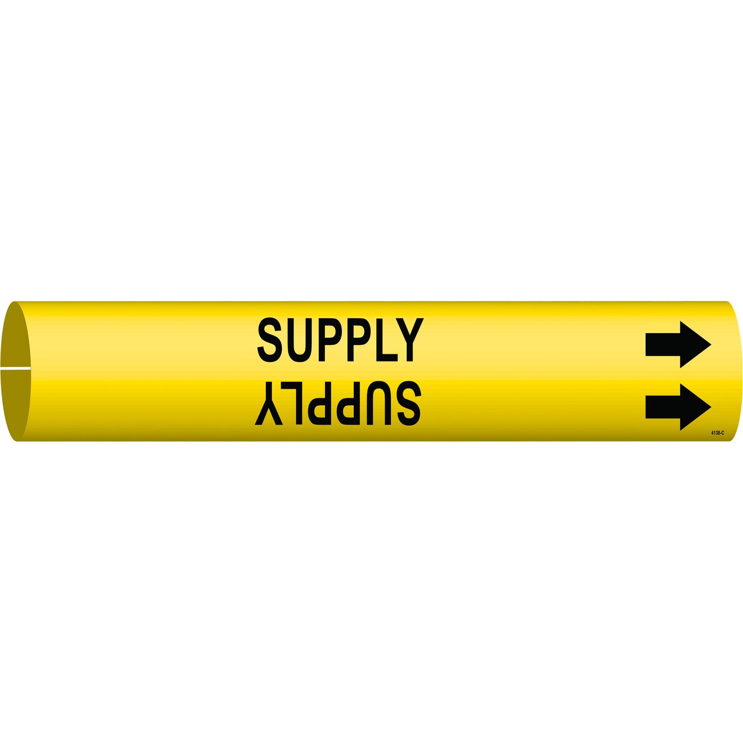Brady "Supply" Pipe Marker, Snap-On, 2" H x 2" W, Black on Yellow