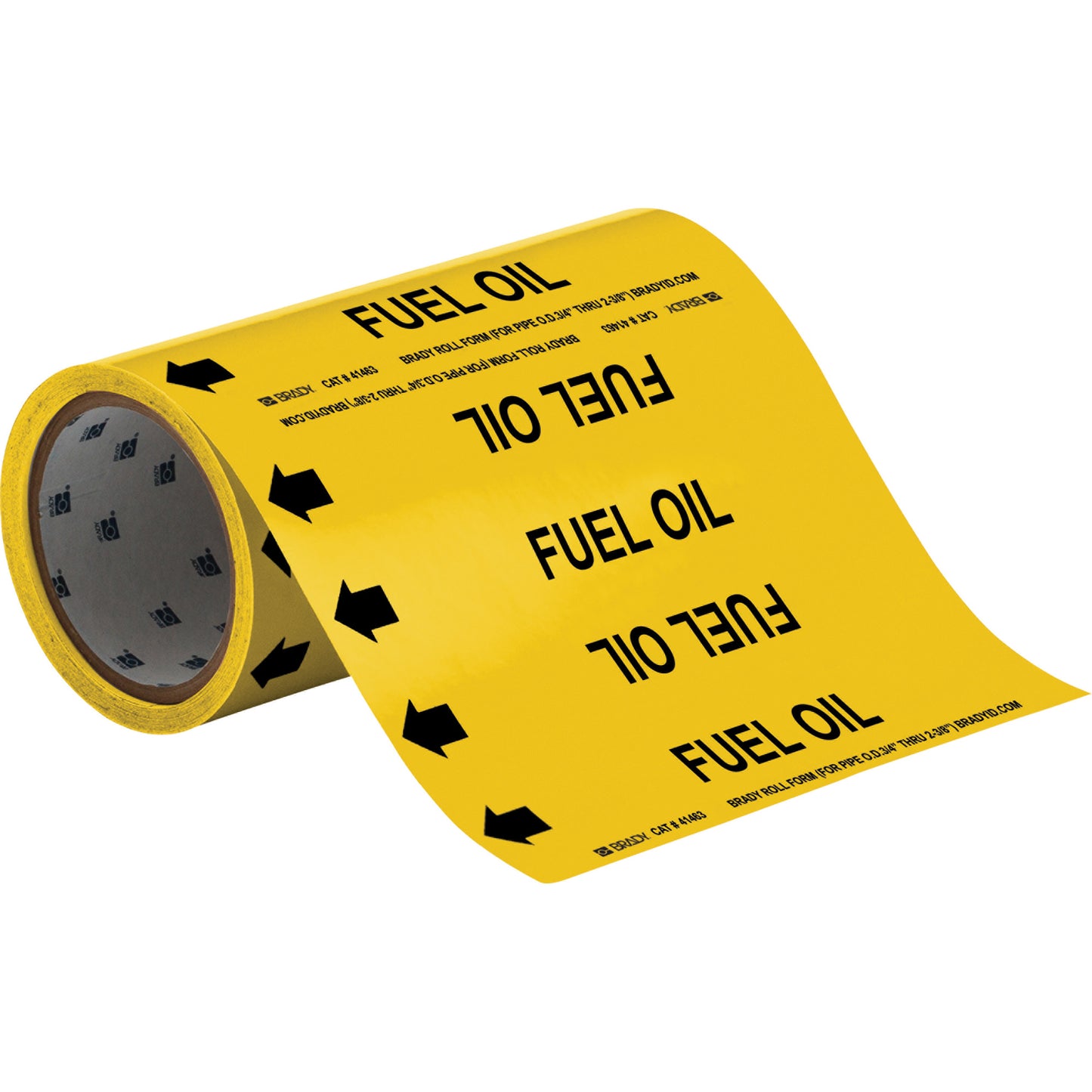 Brady "Fuel Oil" Roll Form Pipe Markers, Self-Adhesive, Cuttable H x 8" W, Black on Yellow