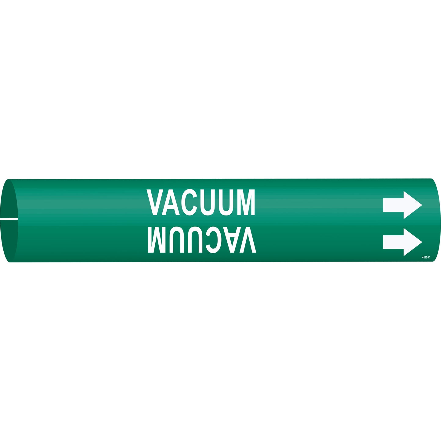Brady "Vacuum" Pipe Marker, Snap-On, 2" H x 2" W, White on Green