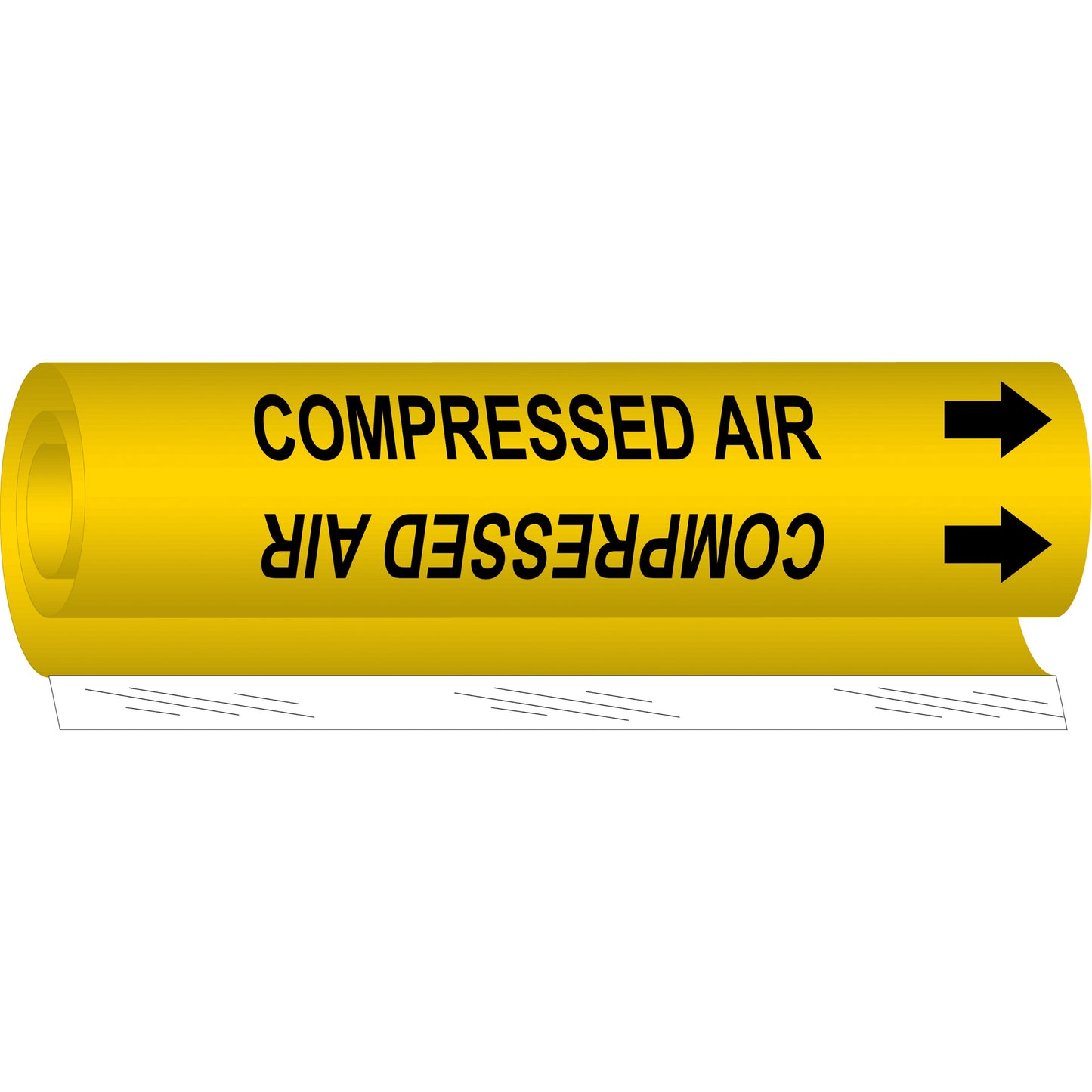 Brady "Compressed Air" Pipe Marker, Wrap-Around, 26" H x 12" W, Black on Yellow