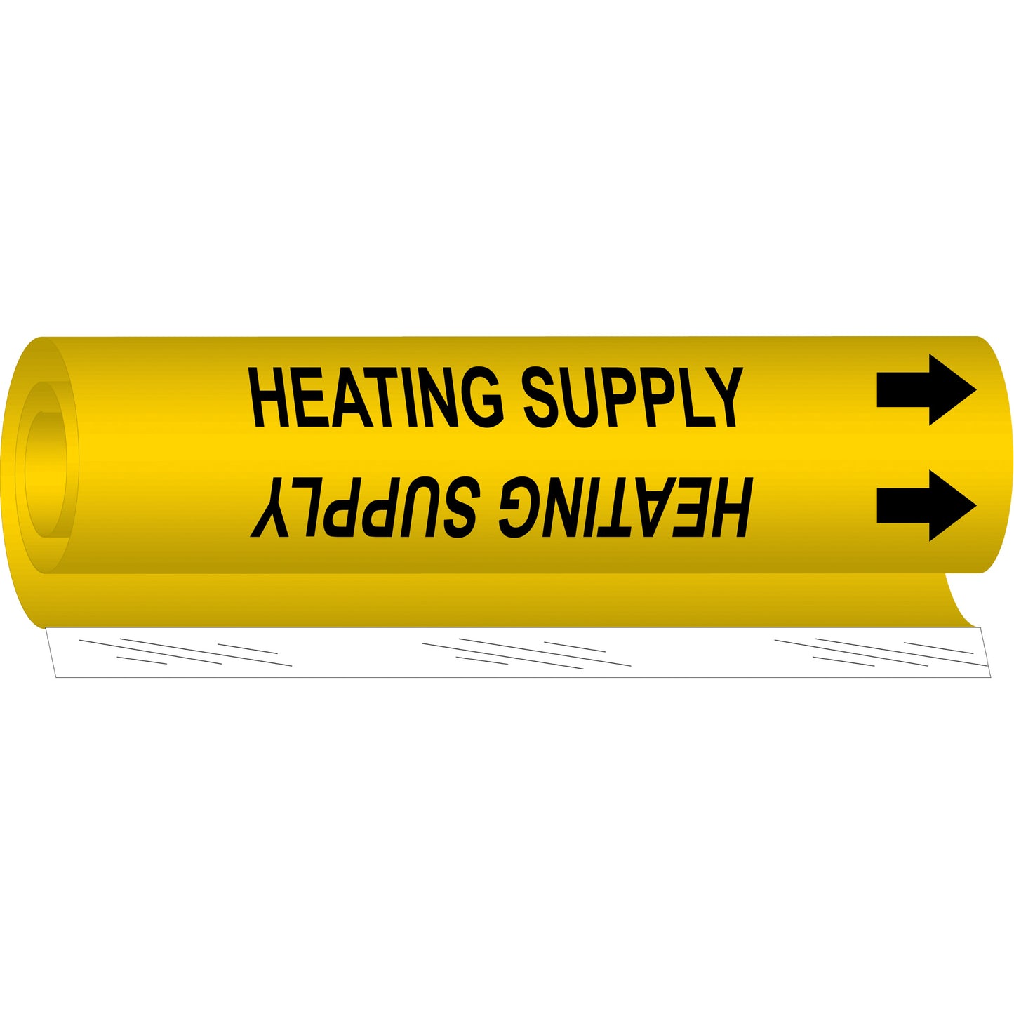 Brady "Heating Supply" Pipe Marker, Wrap-Around, 26" H x 12" W, Black on Yellow