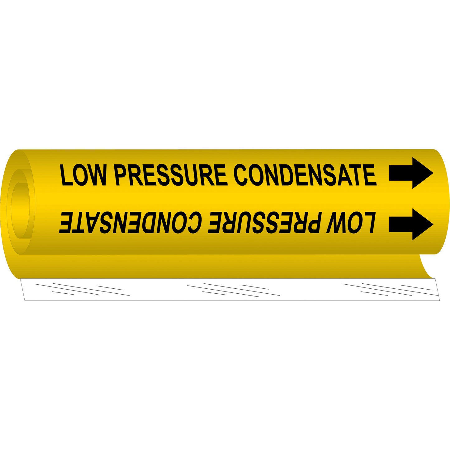 Brady "Low Pressure Condensate" Pipe Marker, Wrap-Around, 26" H x 12" W, Black on Yellow