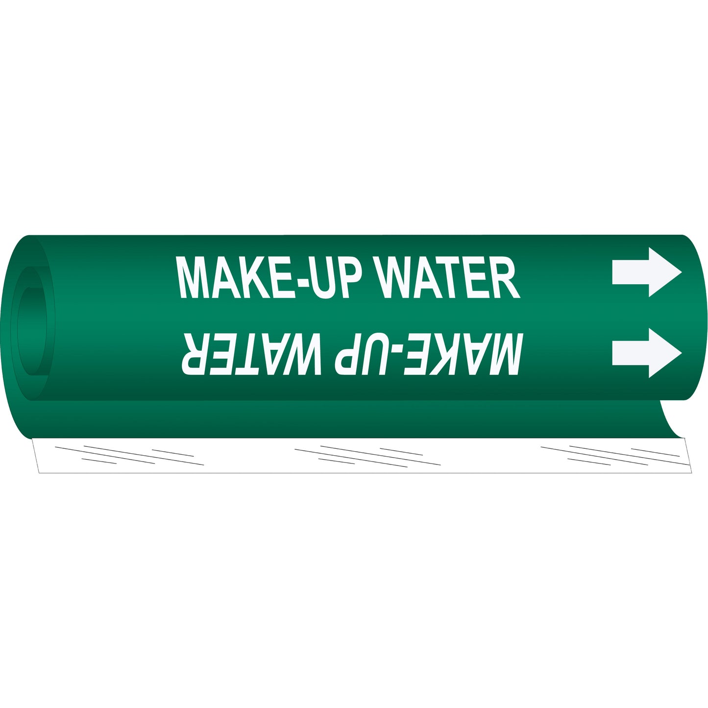 Brady "Make-Up Water" Pipe Marker, Wrap-Around, 26" H x 12" W, White on Green