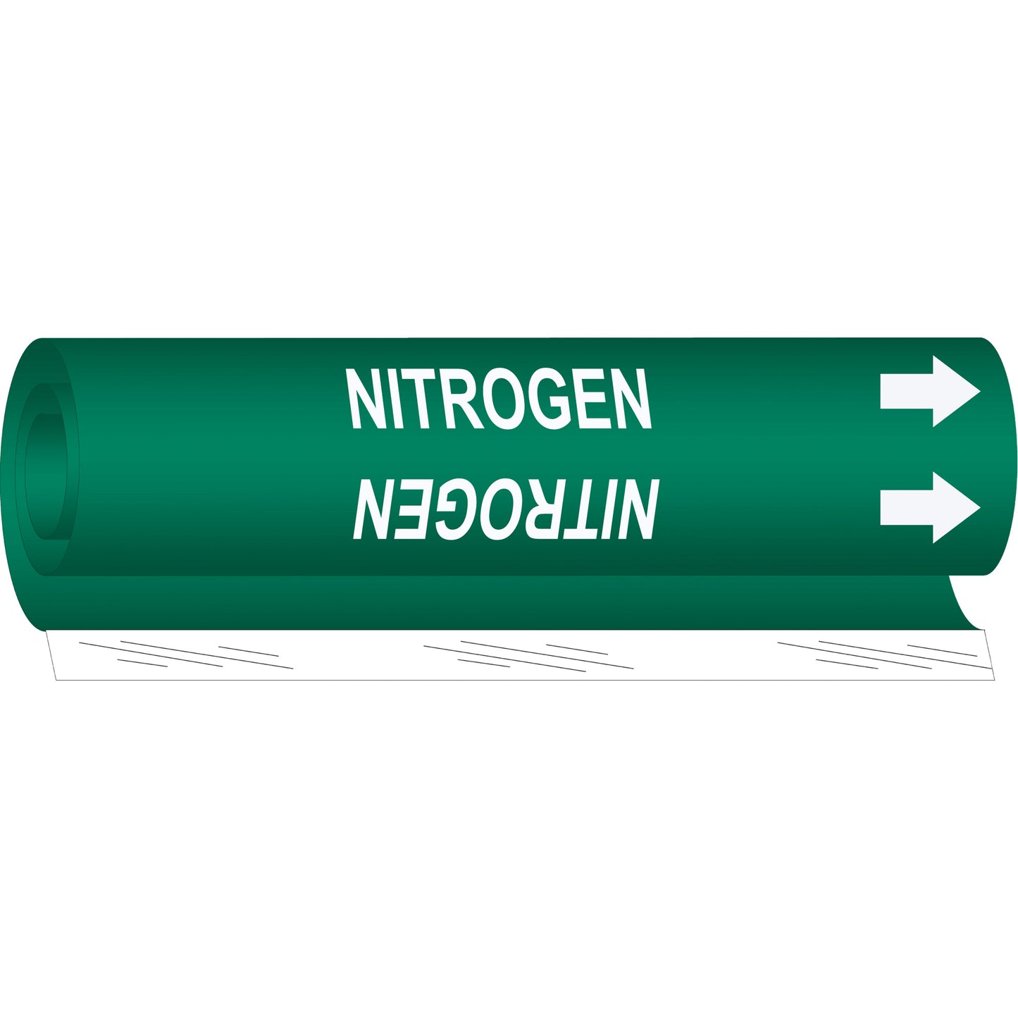 Brady "Nitrogen" Pipe Marker, Wrap-Around, 26" H x 12" W, White on Green