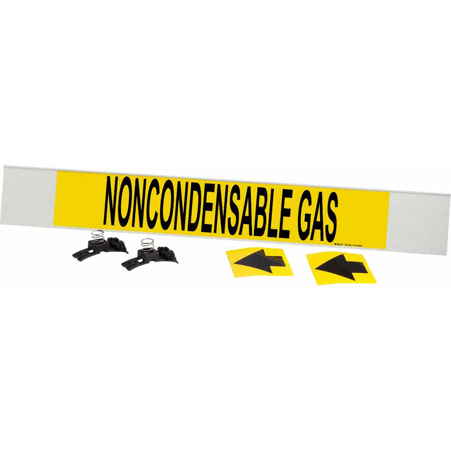 Brady "Noncondensable Gas" Pipe Marker, Fibreglass Carrier with Clips, 4" H x 24" W, Black on Yellow