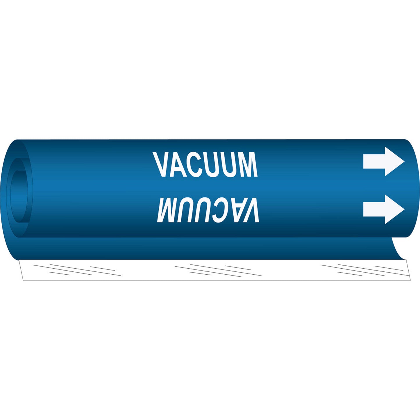 Brady "Vacuum" Pipe Marker, Wrap-Around, 26" H x 12" W, White on Blue