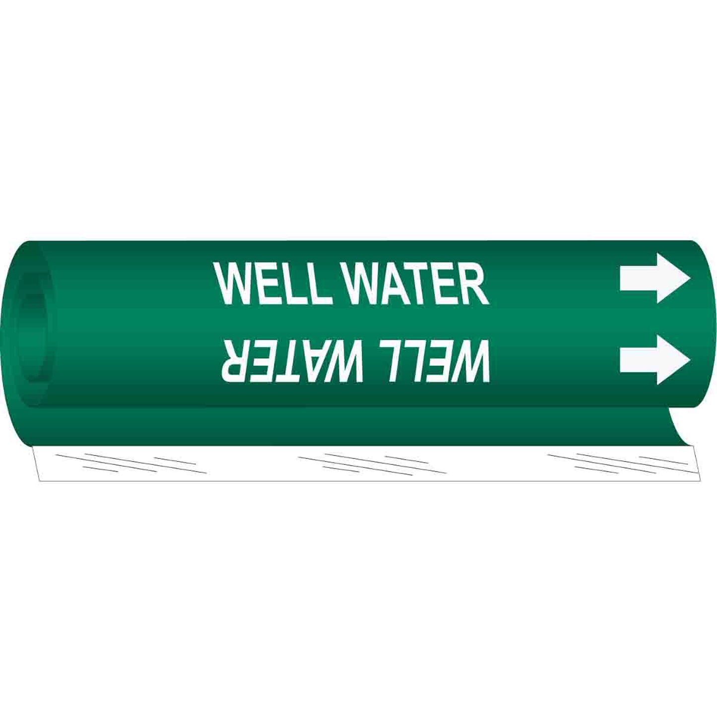Brady "Well Water" Pipe Marker, Wrap-Around, 26" H x 12" W, White on Green