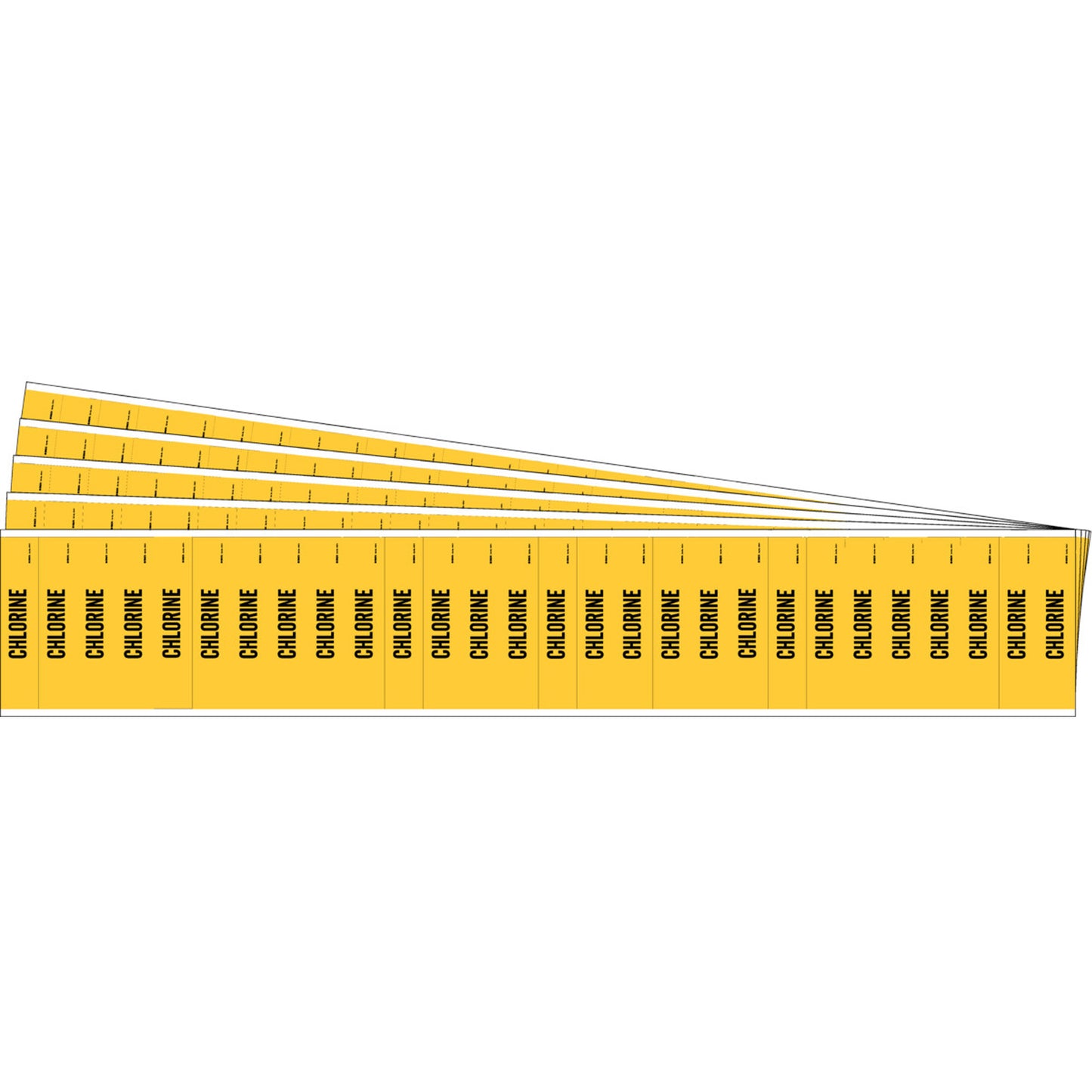 Brady "Chlorine" Semi-Conductor & Chemical Pipe Markers, Self-Adhesive, 1/2" H x 2-1/4" W, Black on Yellow