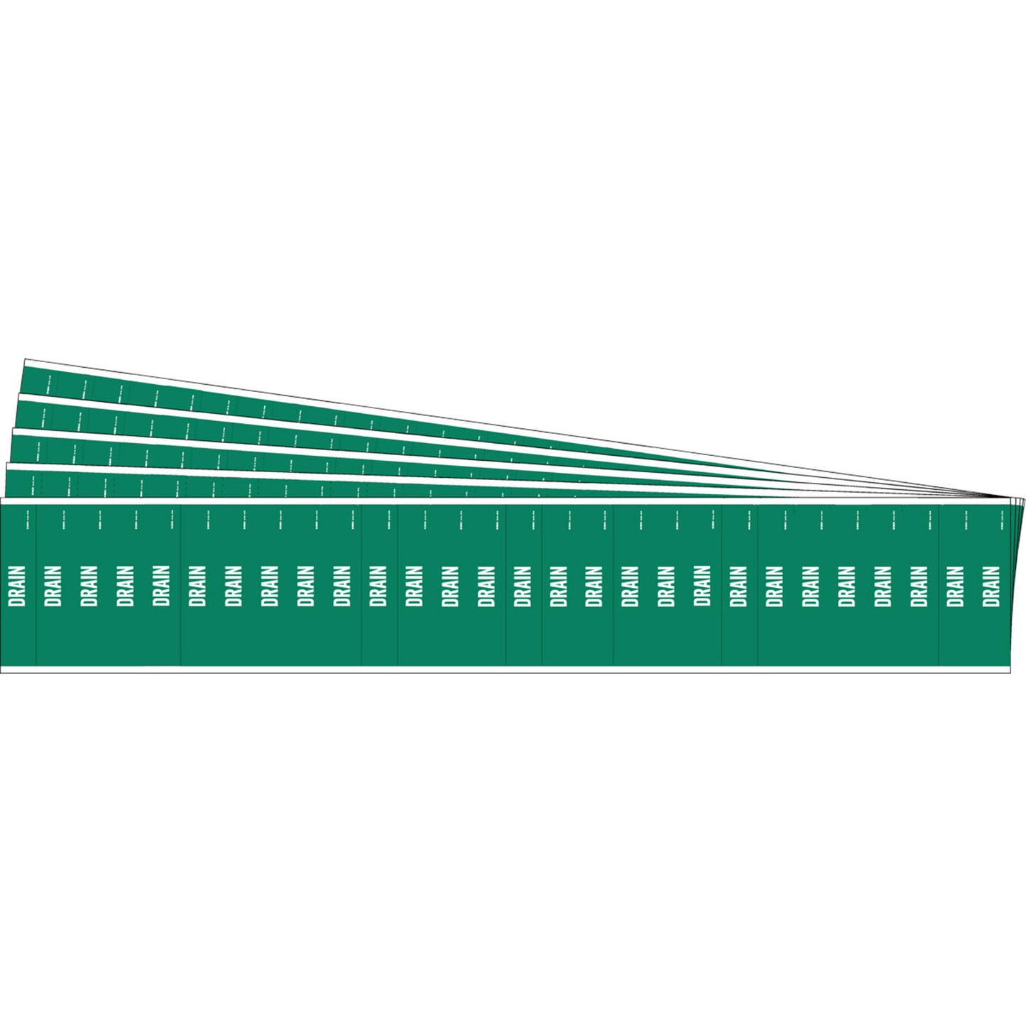 Brady "Drain" Semi-Conductor & Chemical Pipe Markers, Self-Adhesive, 1/2" H x 2-1/4" W, White on Green