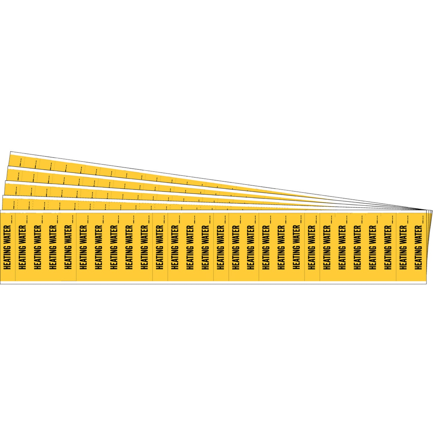 Brady "Heating Water" Semi-Conductor & Chemical Pipe Markers, Self-Adhesive, 1/2" H x 2-1/4" W, Black on Yellow