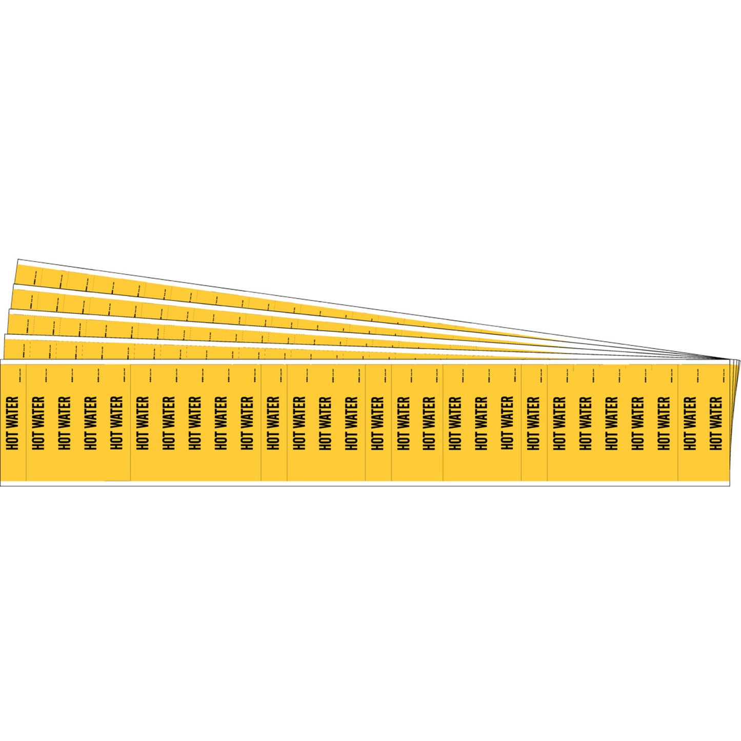 Brady "Hot Water" Semi-Conductor & Chemical Pipe Markers, Self-Adhesive, 1/2" H x 2-1/4" W, Black on Yellow