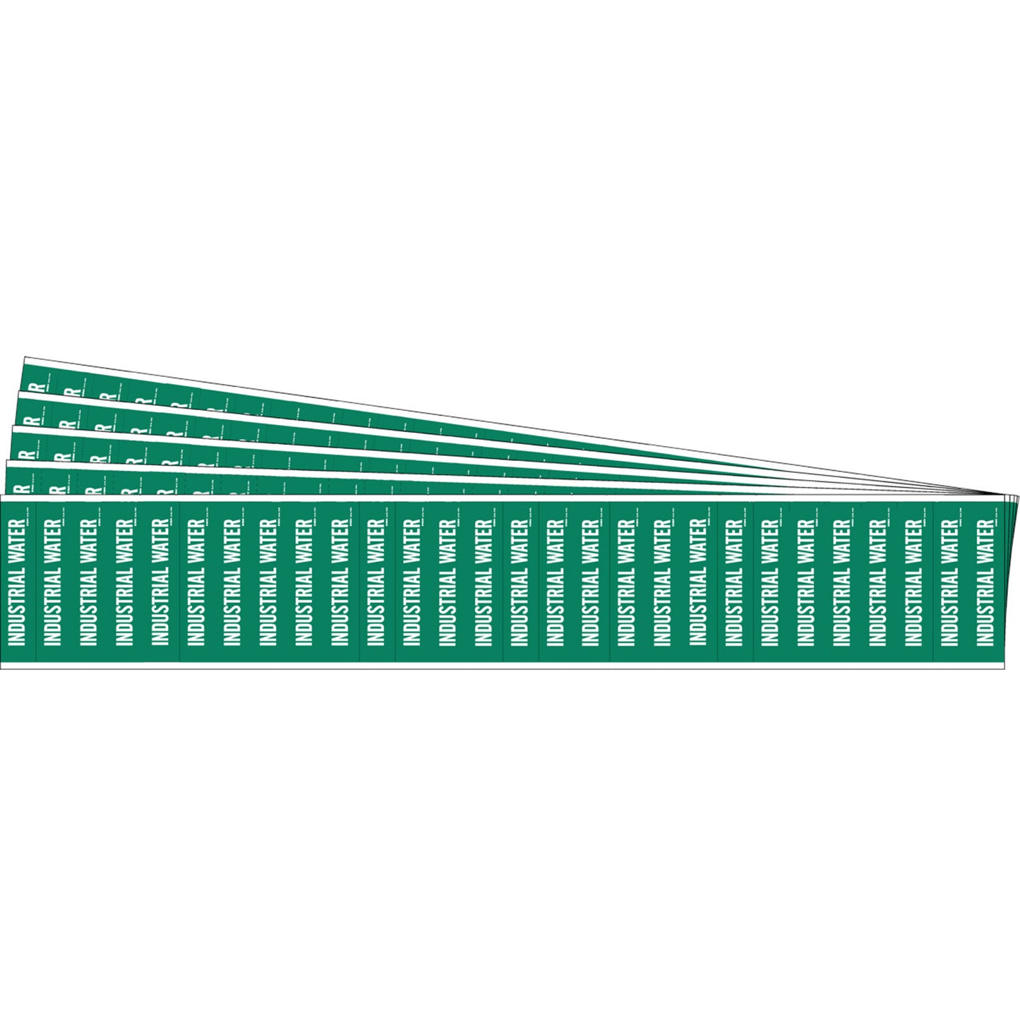 Brady "Industrial Water" Semi-Conductor & Chemical Pipe Markers, Self-Adhesive, 1/2" H x 2-1/4" W, White on Green