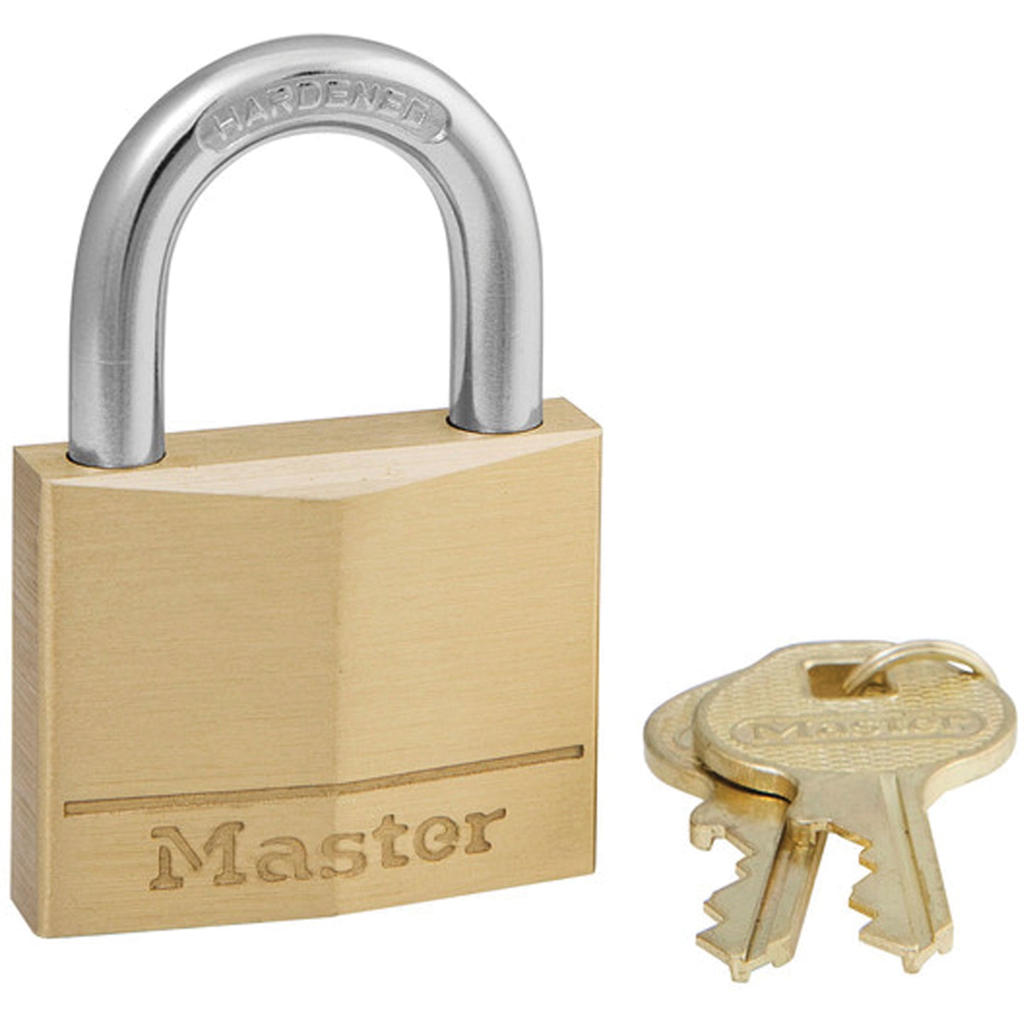 Master Lock Padlock, Keyed Different, Solid Brass, 1-9/16" Width