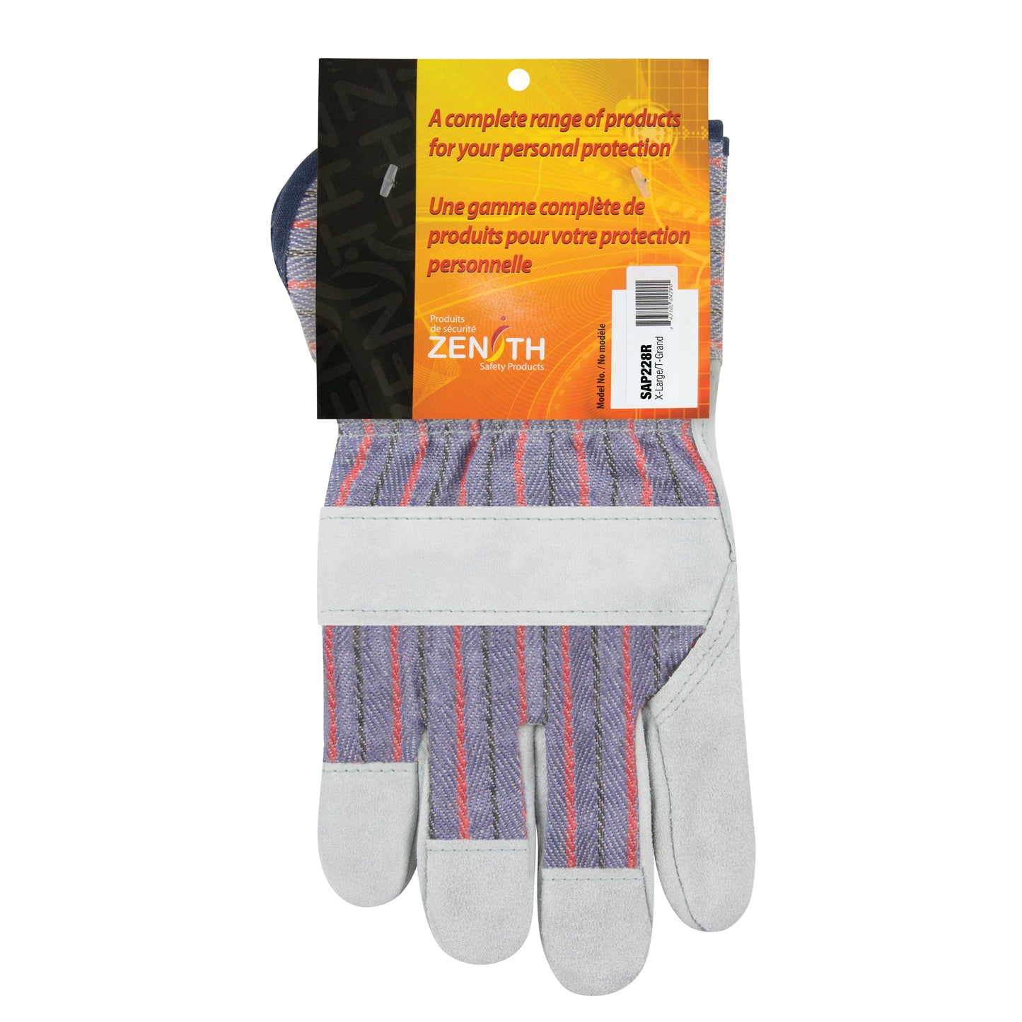 Zenith Safety Products Rugged Fitters Gloves, X-Large, Split Cowhide Palm, Cotton Inner Lining