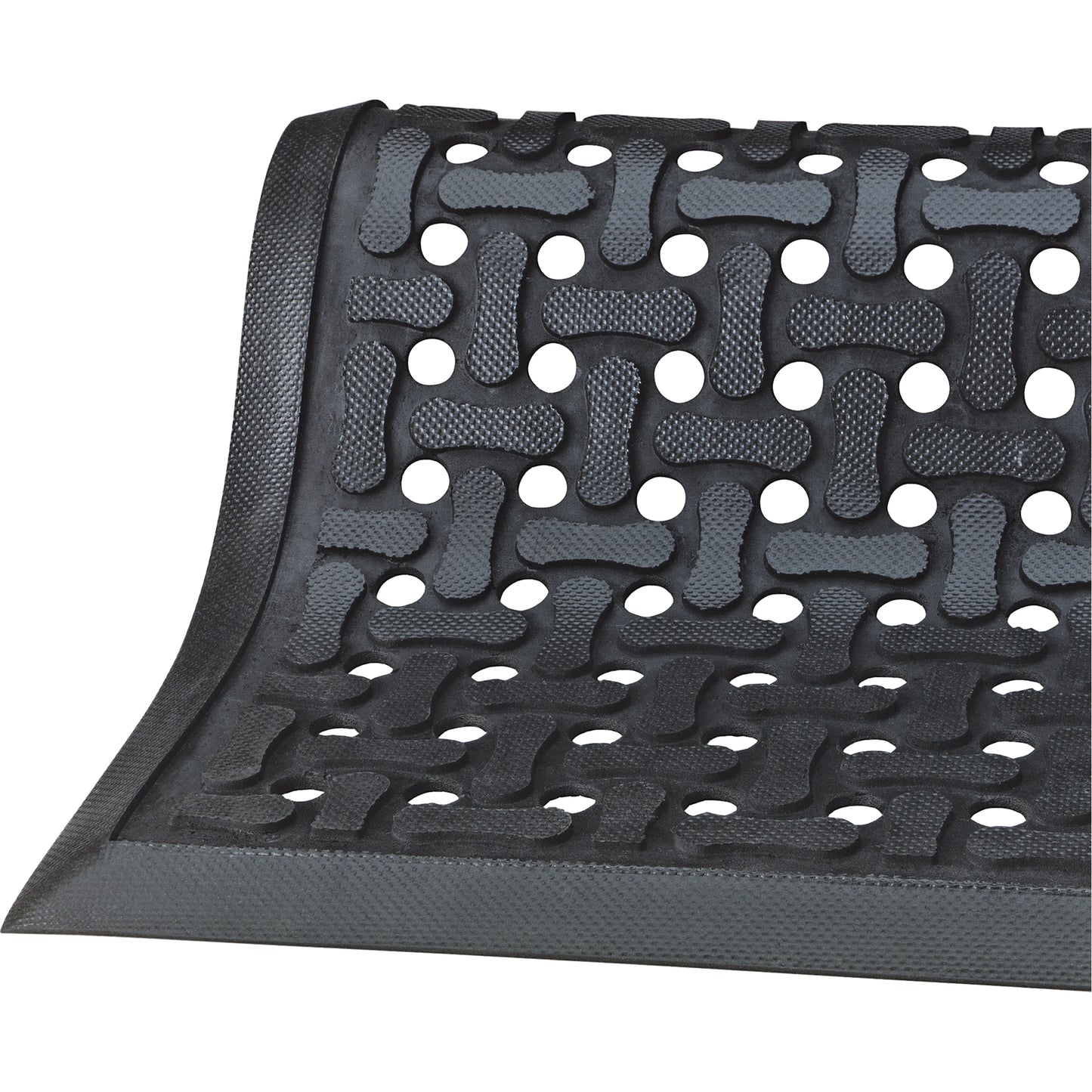 M+A Matting Comfort Flow™ Mats, Slotted, 2-83/100' x 9-1/12' x 3/8", Black, Nitrile