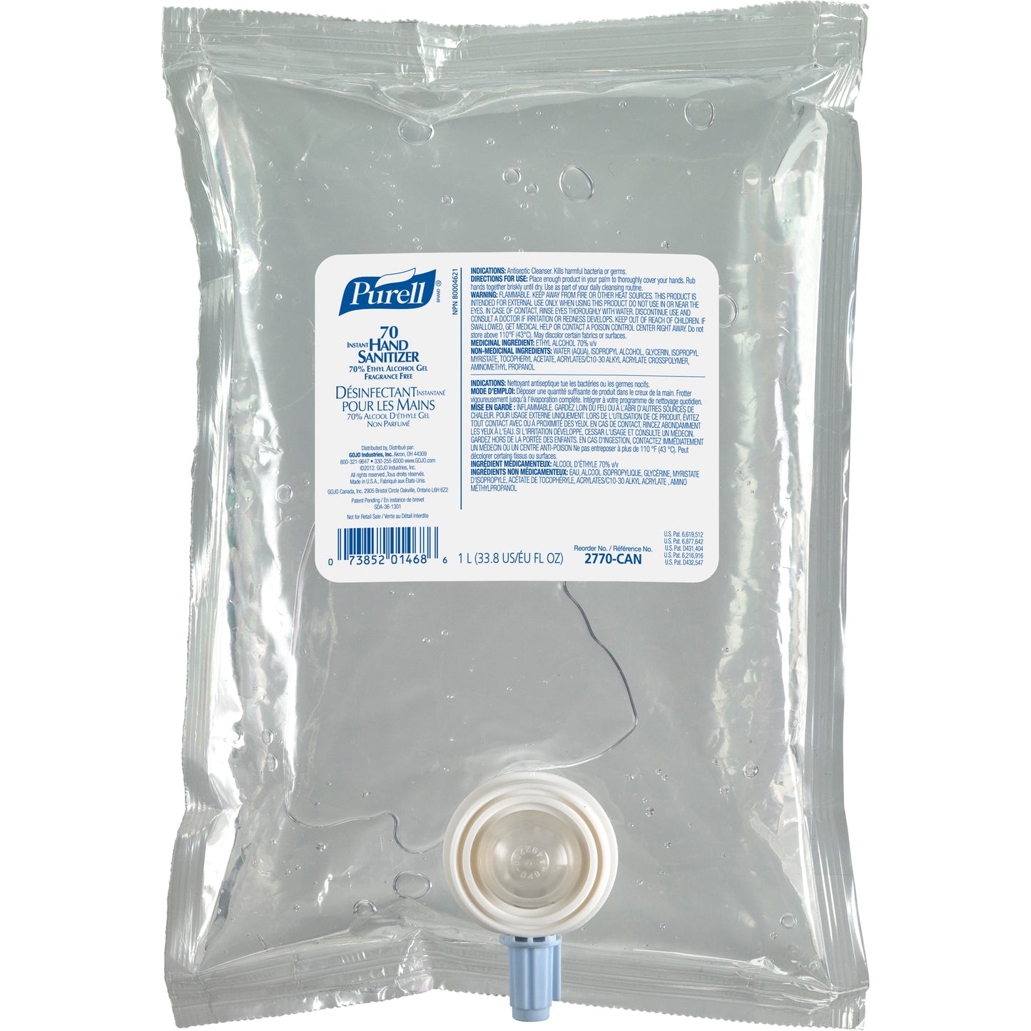 NXT® Advanced Gel Hand Sanitizer, 1000 ml, Cartridge Refill, 70% Alcohol