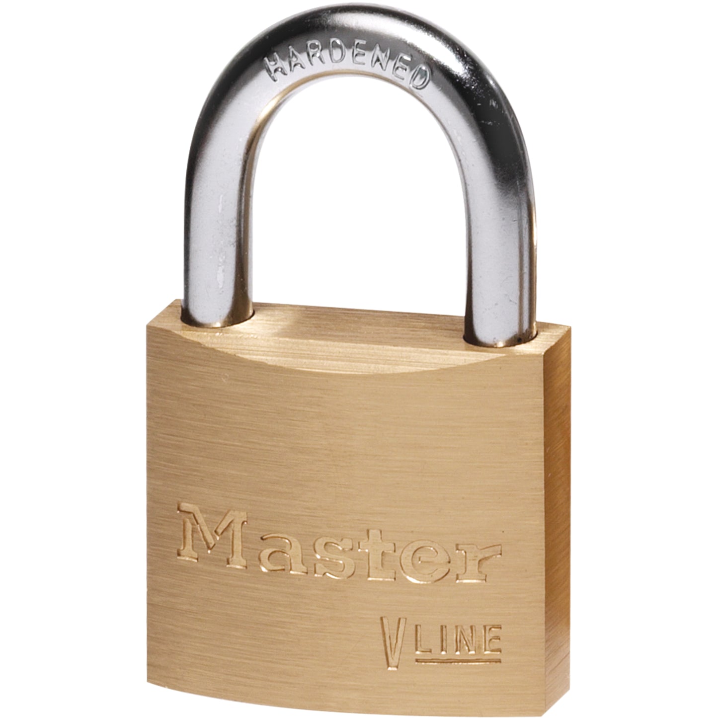 Master Lock V-Line Padlock, Keyed Different, Brass Coating, 1-1/2" Width
