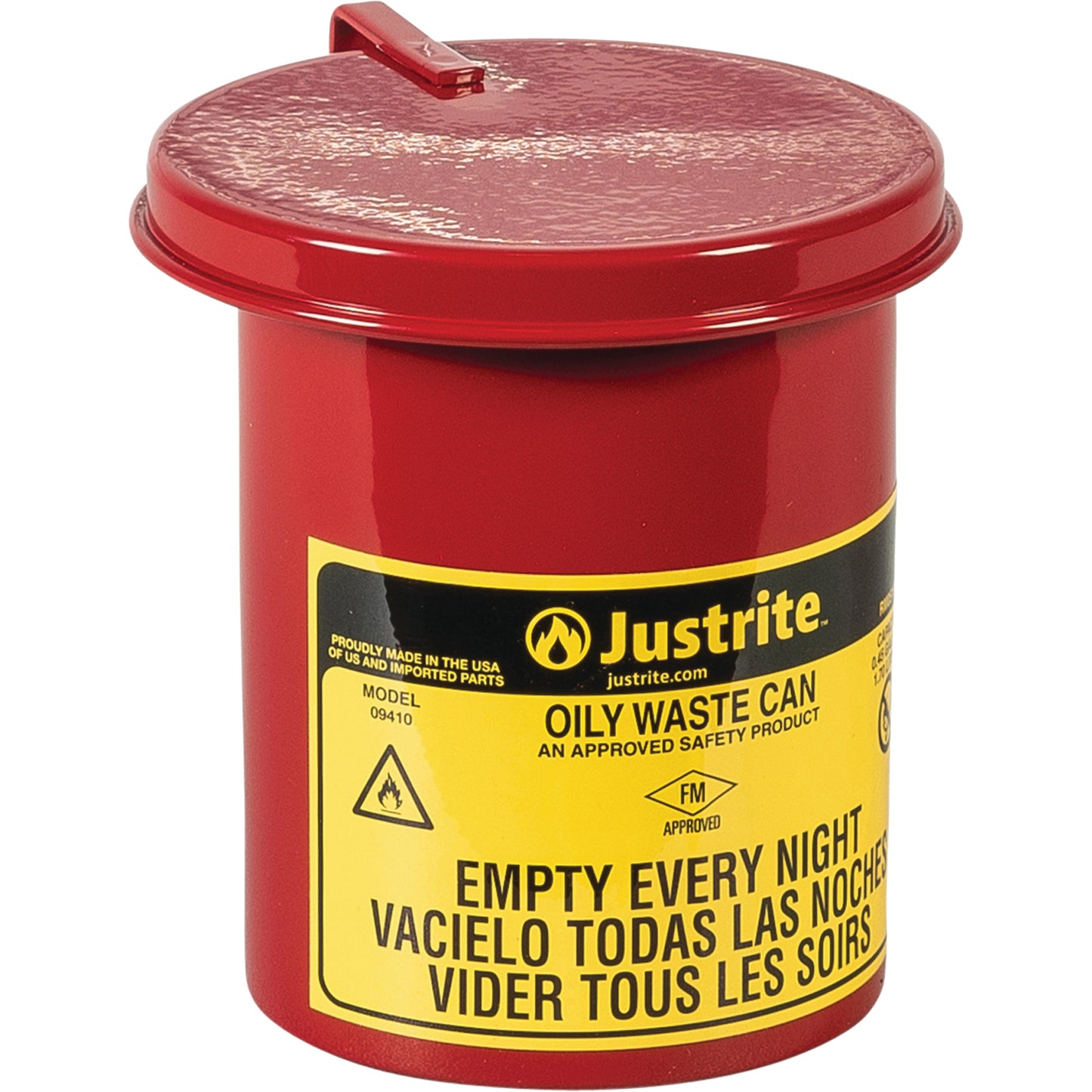 Mini Bench - Top Oily Waste Cans, FM Approved, 0.45 US gallon, Red