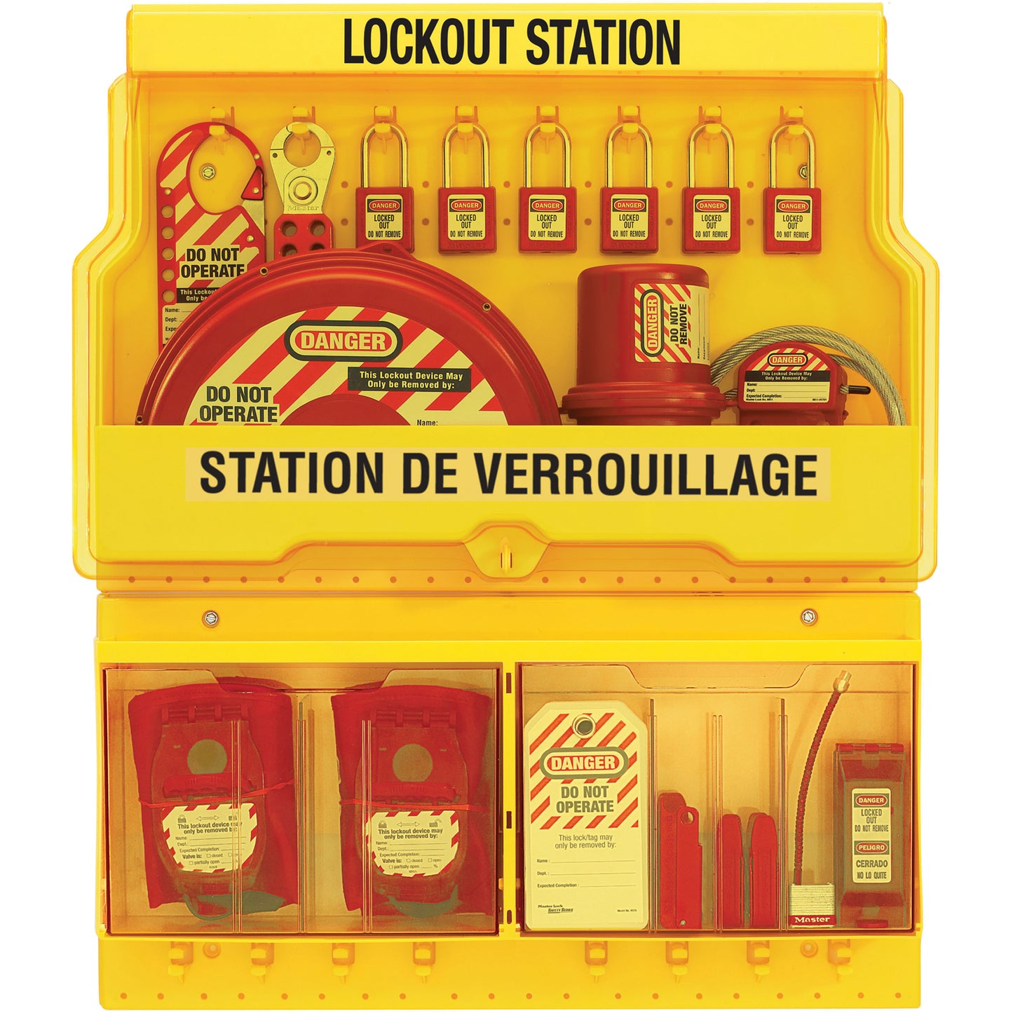 Master Lock Deluxe Lockout Stations, Thermoplastic Padlocks, 32 Padlock Capacity, Padlocks Included