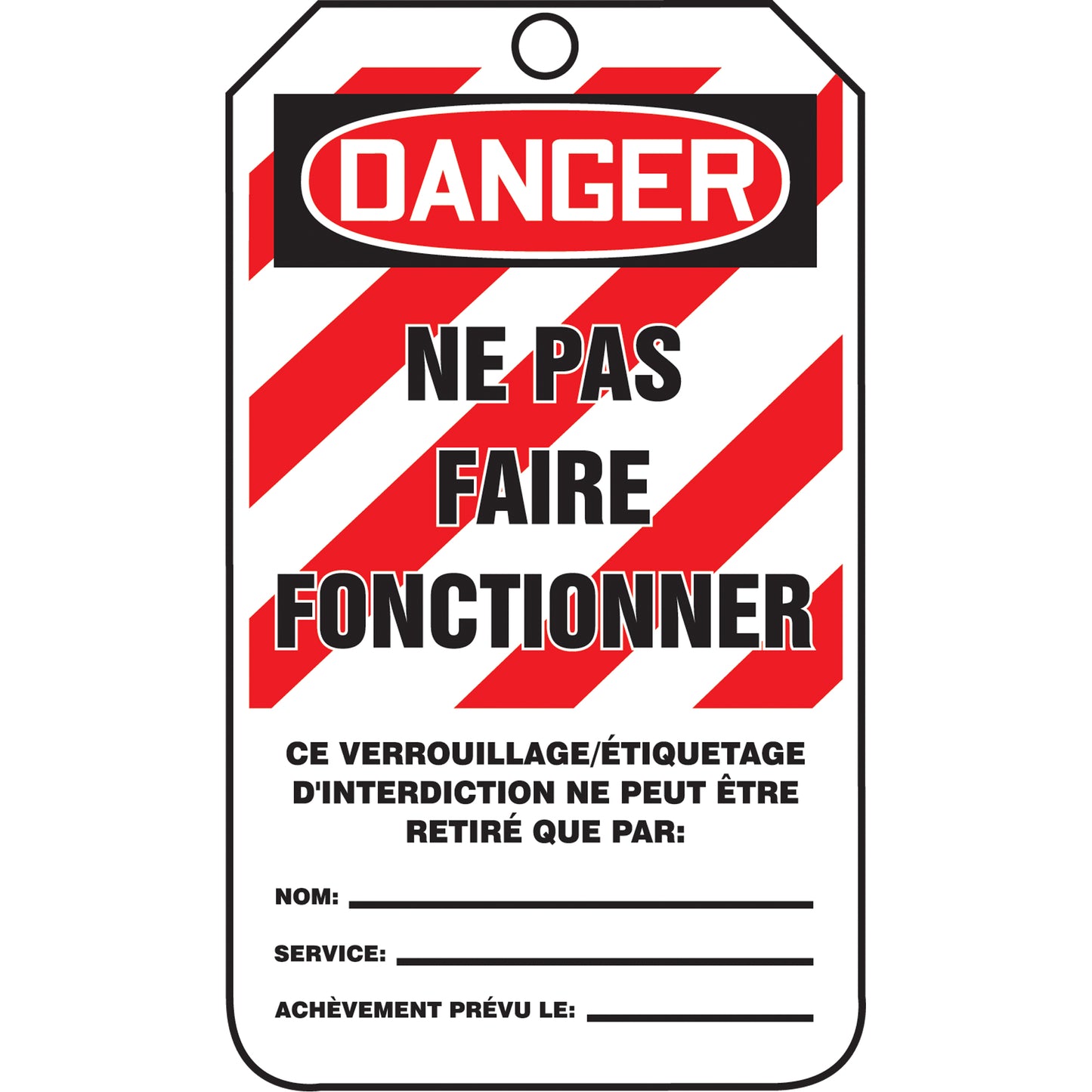 Accuform Signs Tags By-The-Roll Lockout Tags, Cardstock, 3" W x 6-1/4" H, French