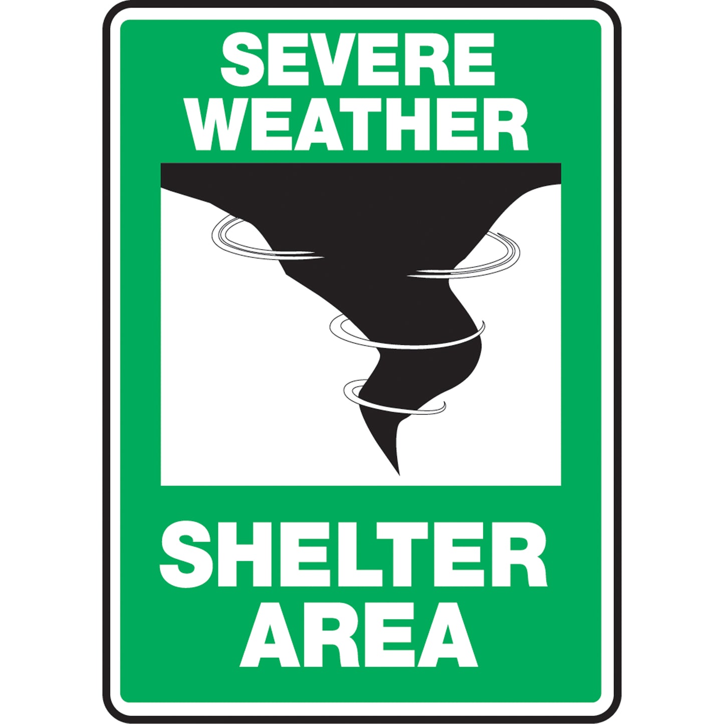 Accuform Signs "Shelter Area" Sign, 14" x 10", Aluminum, English with Pictogram