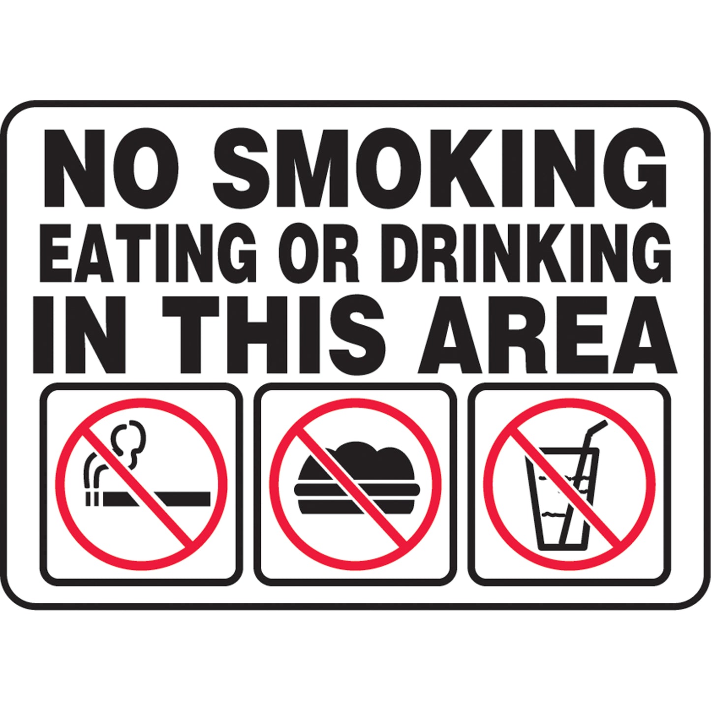 Accuform Signs "No Smoking, Eating, Or Drinking" Sign, 10" x 14", Aluminum, English with Pictogram