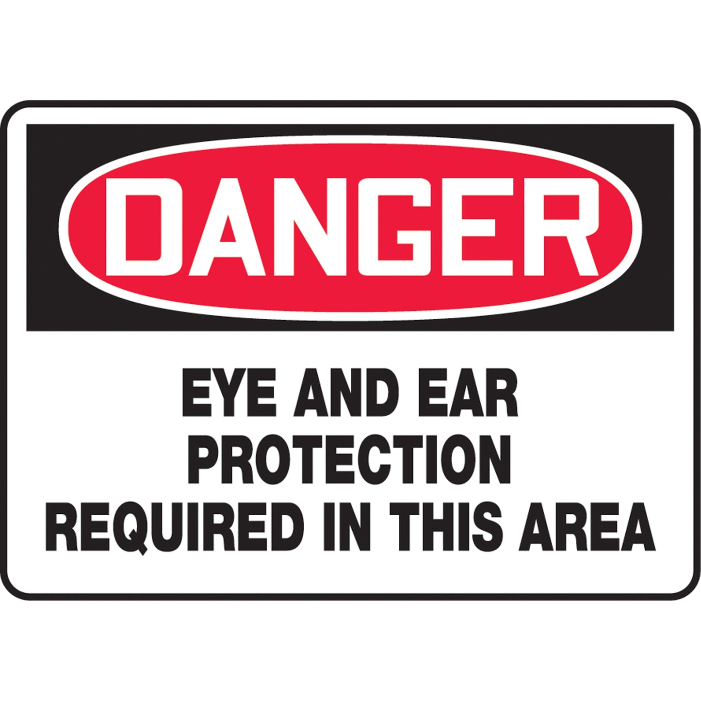 Accuform Signs "Eye & Ear Protection Required" Sign, 10" x 14", Aluminum, English