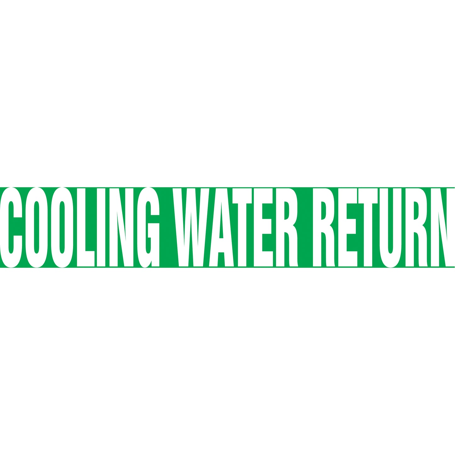 Accuform Signs "Cooling Water Return" Pipe Marker, Self-Adhesive, 1-1/2" H x 8" W, White on Green
