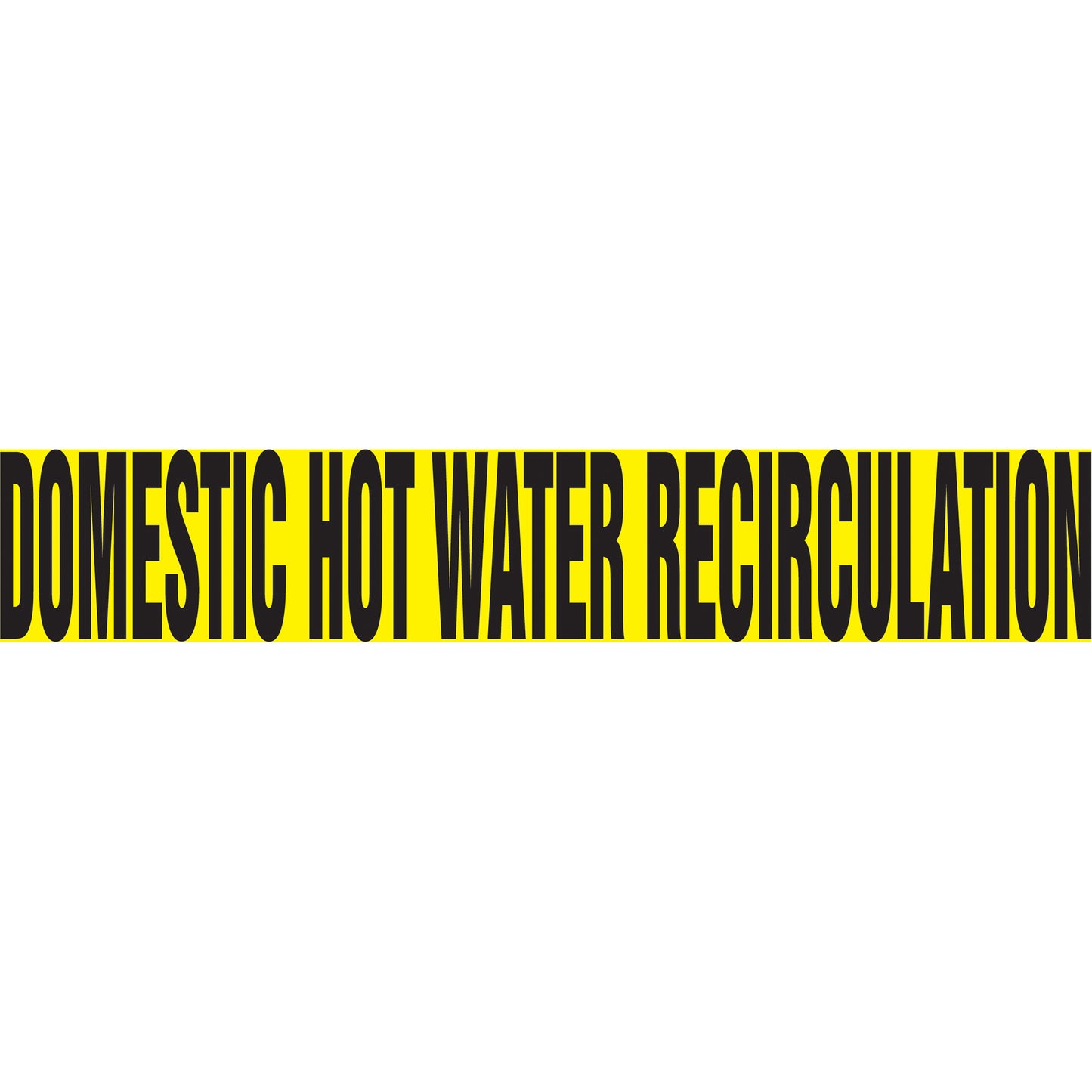 Accuform Signs "Domestic Hot Water Recirculation" Pipe Marker, Self-Adhesive, 4" H x 24" W, Black on Yellow