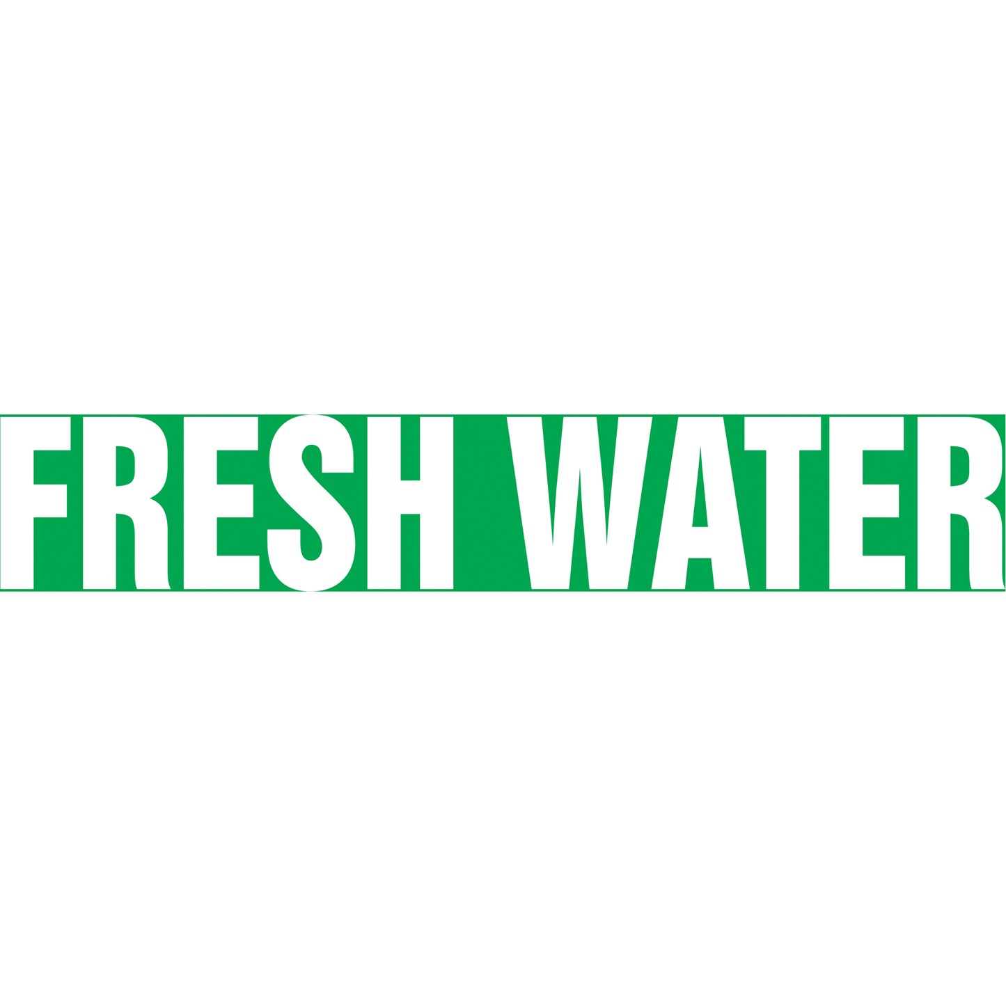 Accuform Signs "Fresh Water" Pipe Marker, Self-Adhesive, 1-1/2" H x 8" W, White on Green