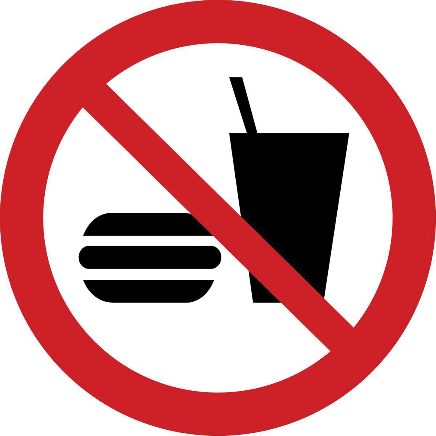 Accuform Signs No Eating or Drinking ISO Prohibition Safety Labels, 2" x 2", Vinyl, Pictogram