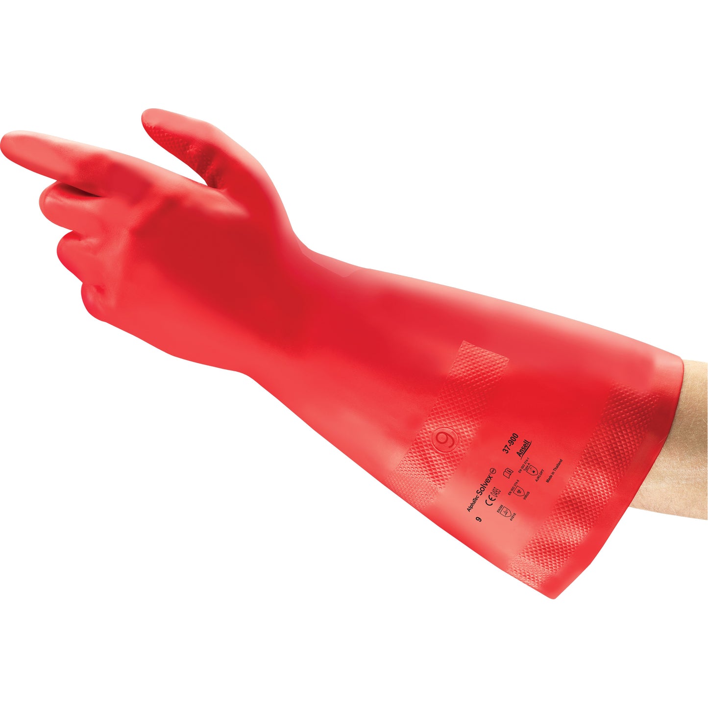Ansell AlphaTec® Solvex® 37-900 Chemical Gloves, Size 8, 14.9" L, Nitrile, 16.7-mil