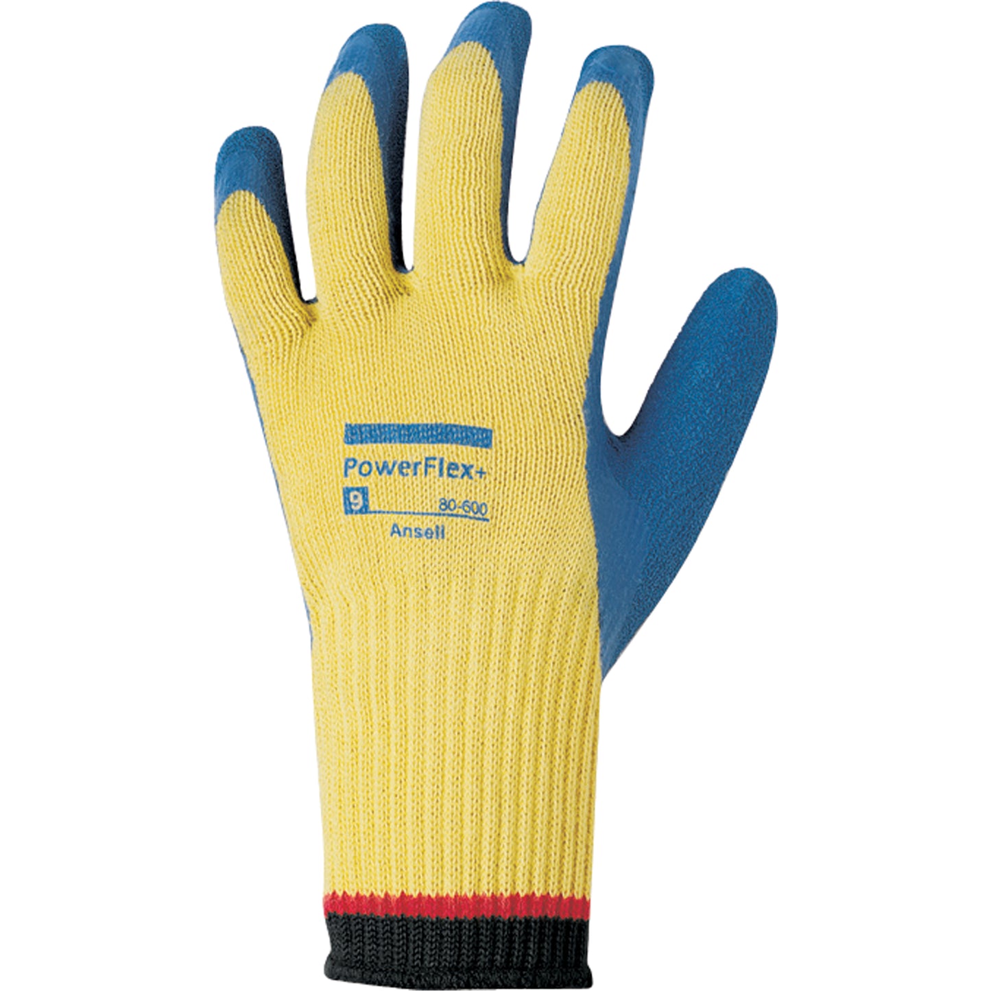 Ansell PowerFlex® Plus 80-600 Gloves, Size Medium/8, 10 Gauge, Rubber Latex Coated, Kevlar® Shell, ASTM ANSI Level A2/EN 388 Level C