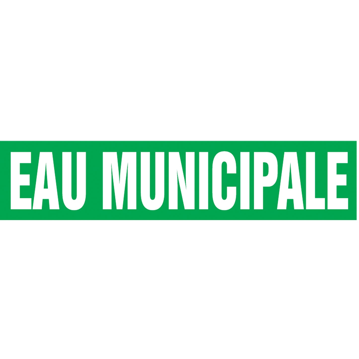 Accuform Signs "Eau Municipale" Pipe Markers, Self-Adhesive, 4" H x 24" W, White on Green