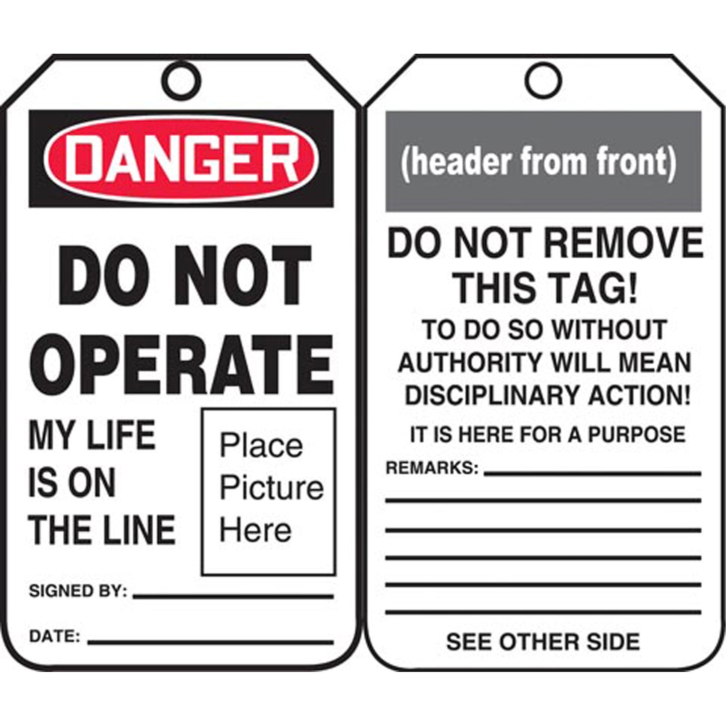 Accuform Signs Safety Tags, Plastic, 3-3/8" W x 5-3/4" H, English