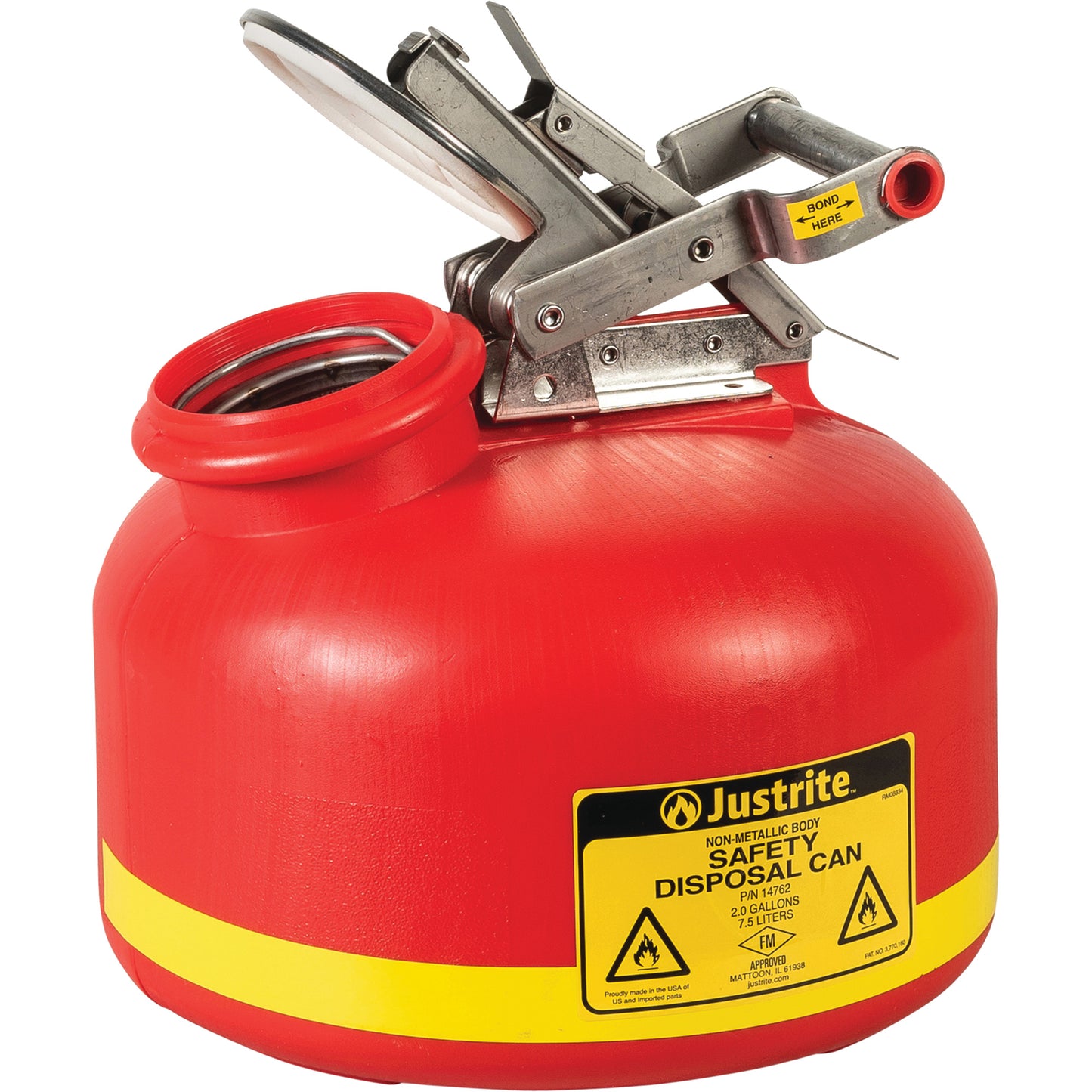 Liquid Disposal Cans, Polyethylene, 2 US gal., Red, FM Approved