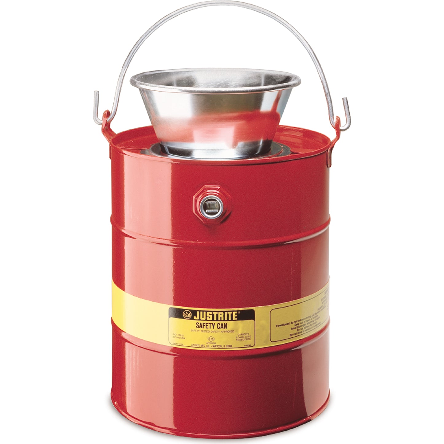 Drain Can, Steel, 5 US gal., Red, FM Approved