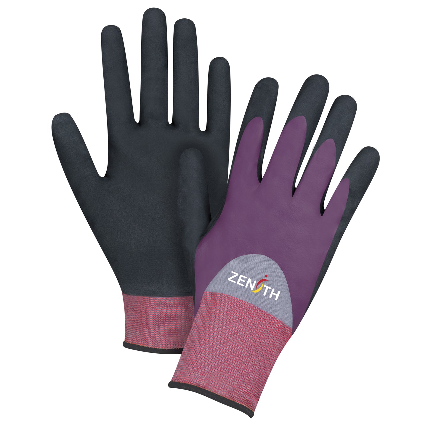 Zenith Safety Products ZX-2 Premium Coated Gloves, 10/X-Large, Nitrile/Foam Nitrile Coating, 18 Gauge, Nylon Shell