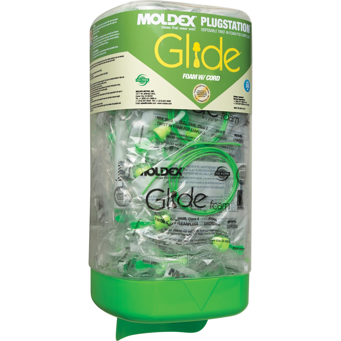 Moldex PlugStation® Dispenser with Glide® Earplugs, Bulk - Box, Corded