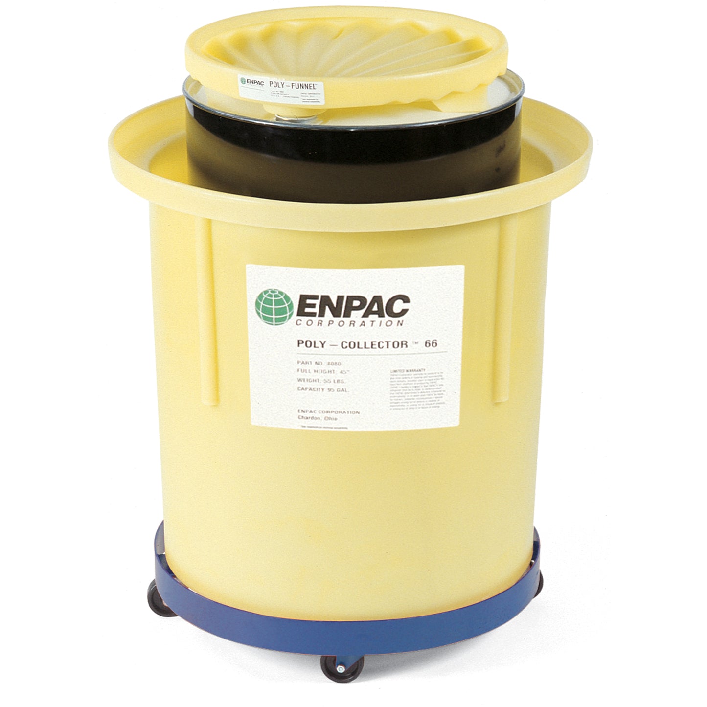Enpac Poly-Collector™ 66 with Steel Drum, 32.5" dia. x 42" H, 70 US gal. Spill Cap.