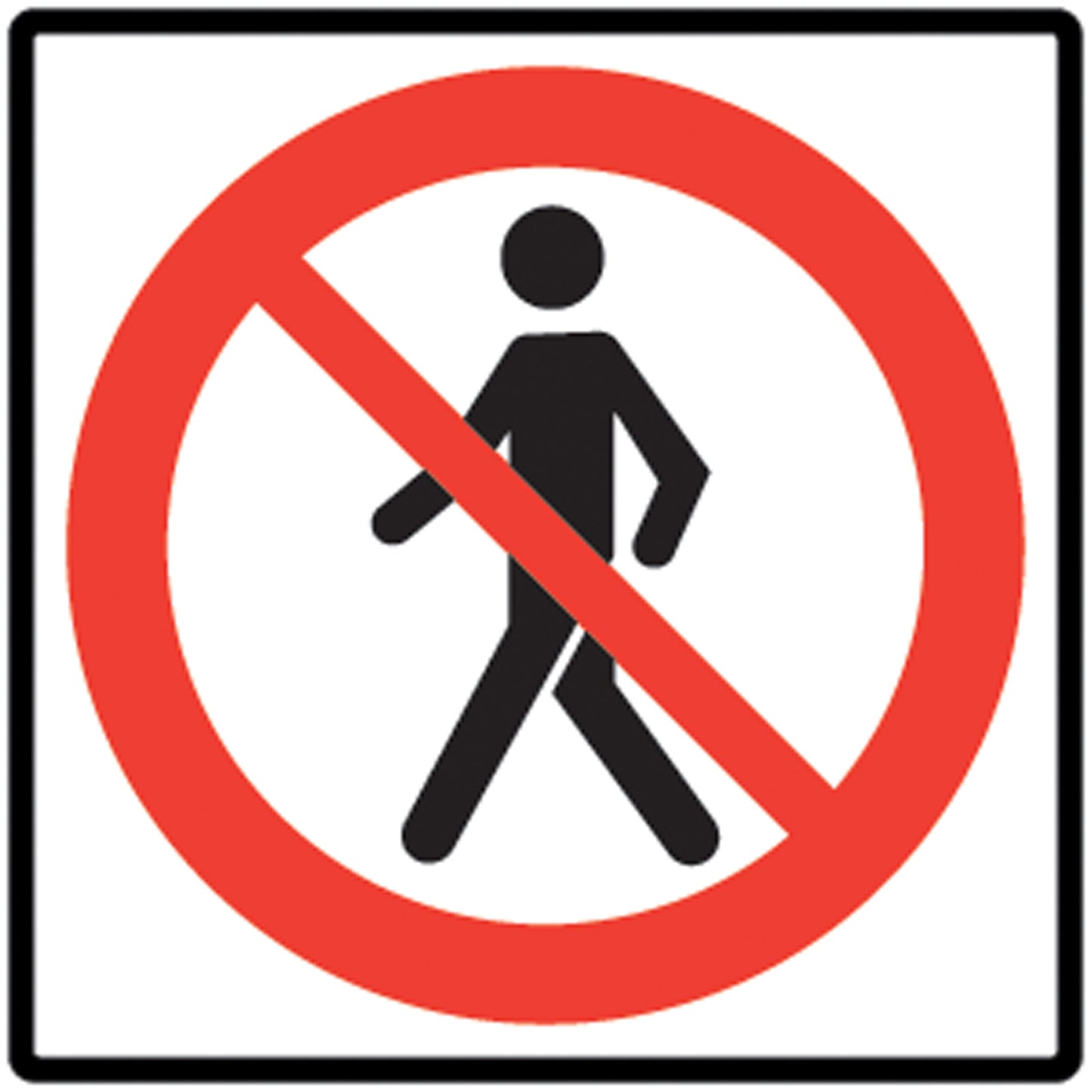 No Pedestrians Traffic Sign, 24" x 24", Aluminum, Pictogram