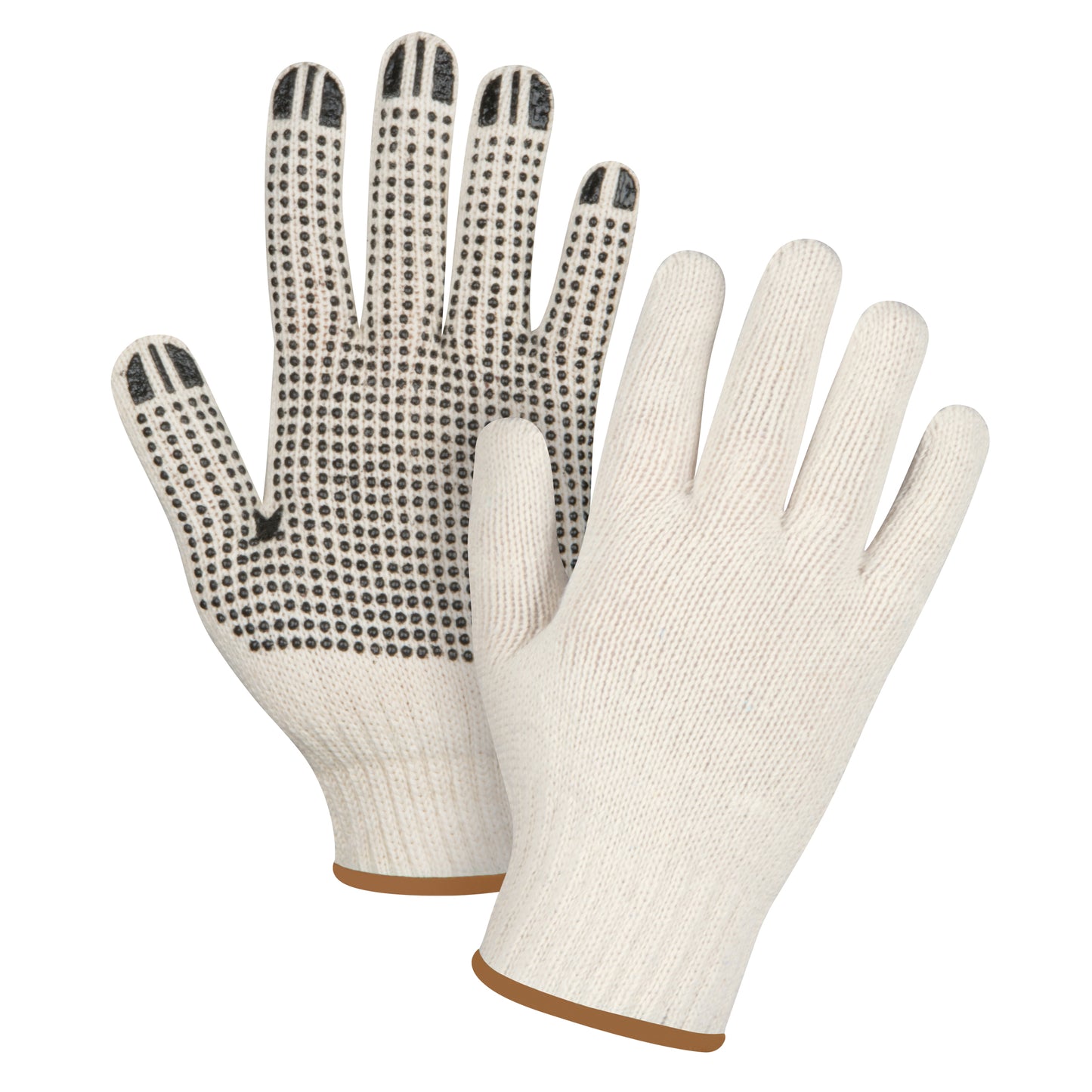 Zenith Safety Products Lightweight Dotted String Knit Gloves, Poly/Cotton, Single Sided, 7 Gauge, Large
