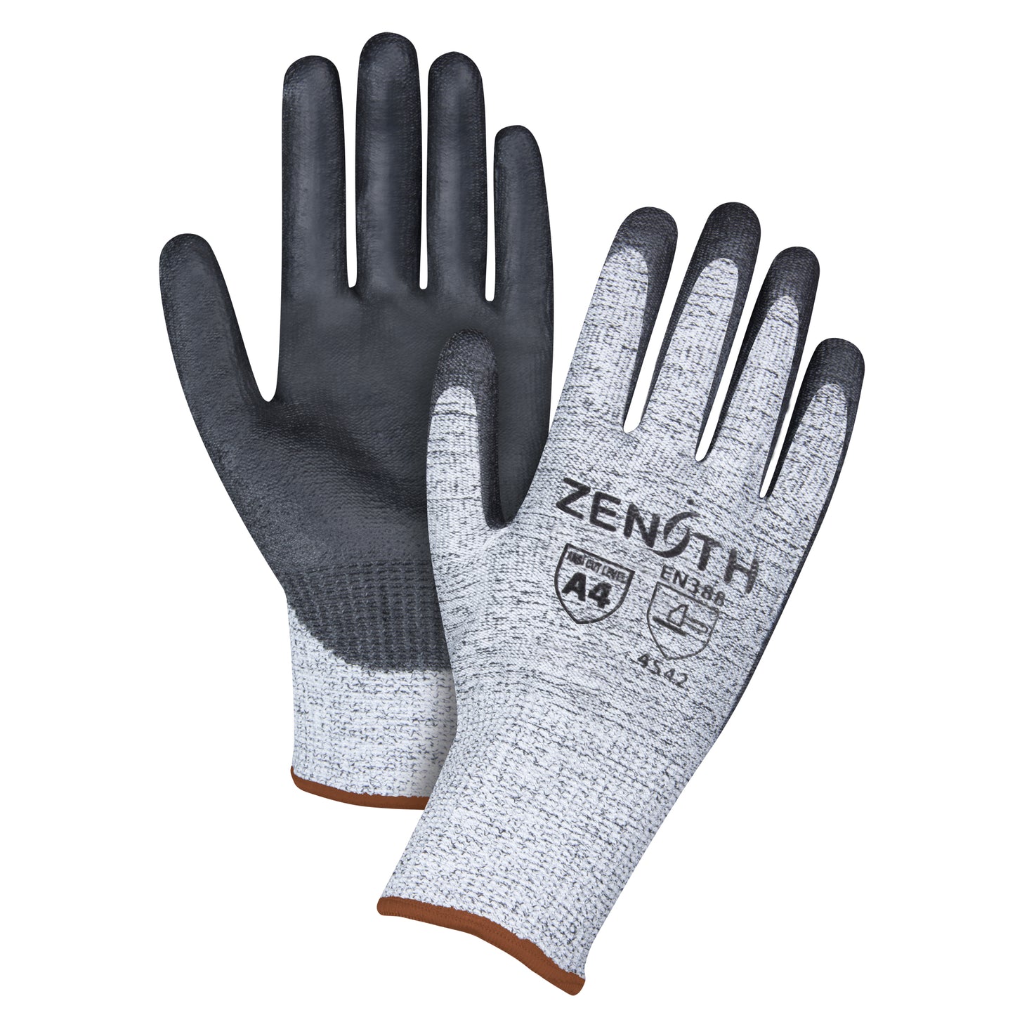 Zenith Safety Products Seamless Stretch Cut-Resistant Gloves, Size Large/9, 13 Gauge, Polyurethane Coated, HPPE Shell, ANSI/ISEA 105 Level 4/EN 388 Level 5